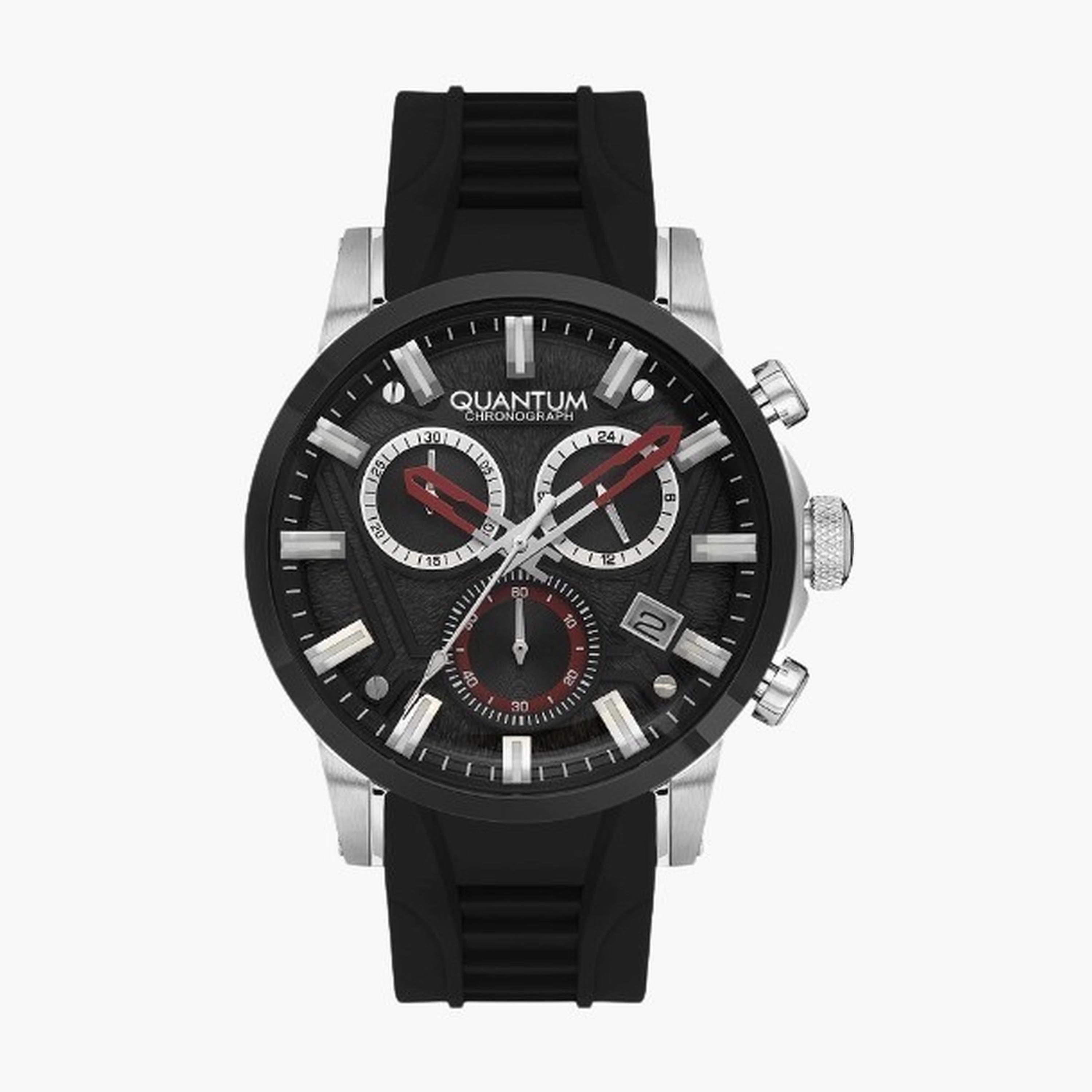 كوانتوم- ساعة رجالية 45 مم كرونوغراف سوار سيليكون لون أسود-men-watchesandjewellery-watches-image-2