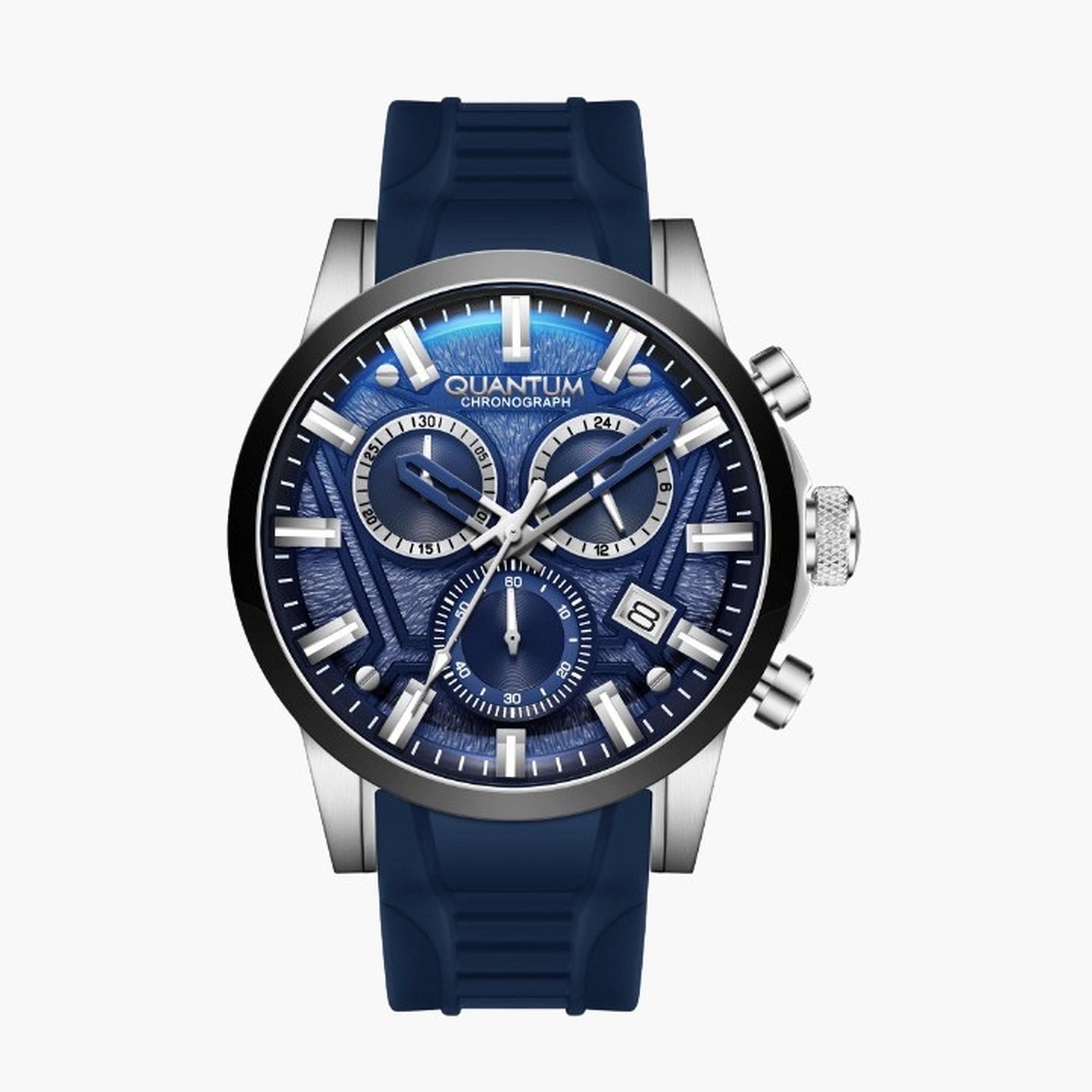 Quantum Men's 45MM Blue Chronograph Silicone Strap Watch | PWG1126.359-men-watchesandjewellery-watches-image-1