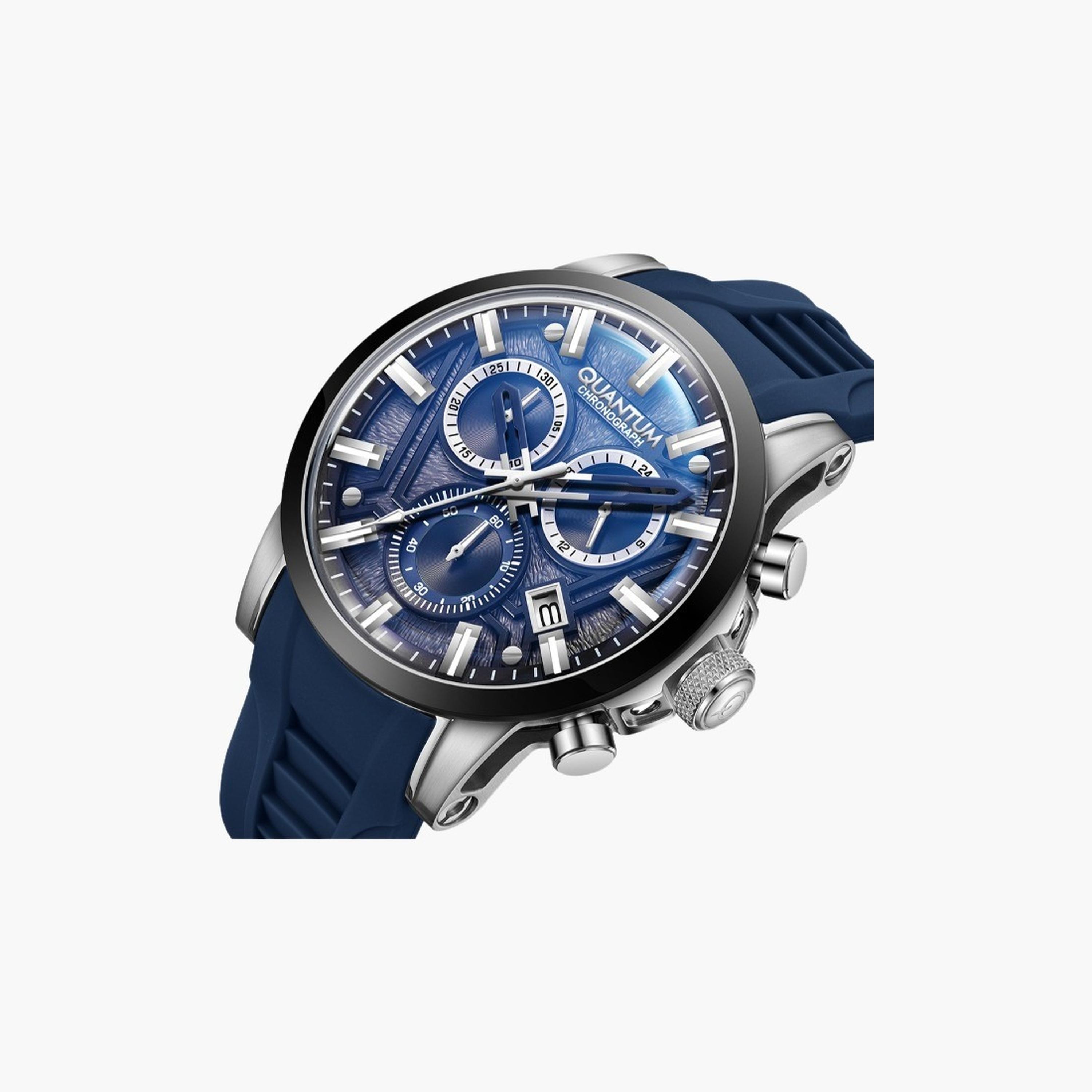 Quantum Men's 45MM Blue Chronograph Silicone Strap Watch | PWG1126.359-men-watchesandjewellery-watches-image-5