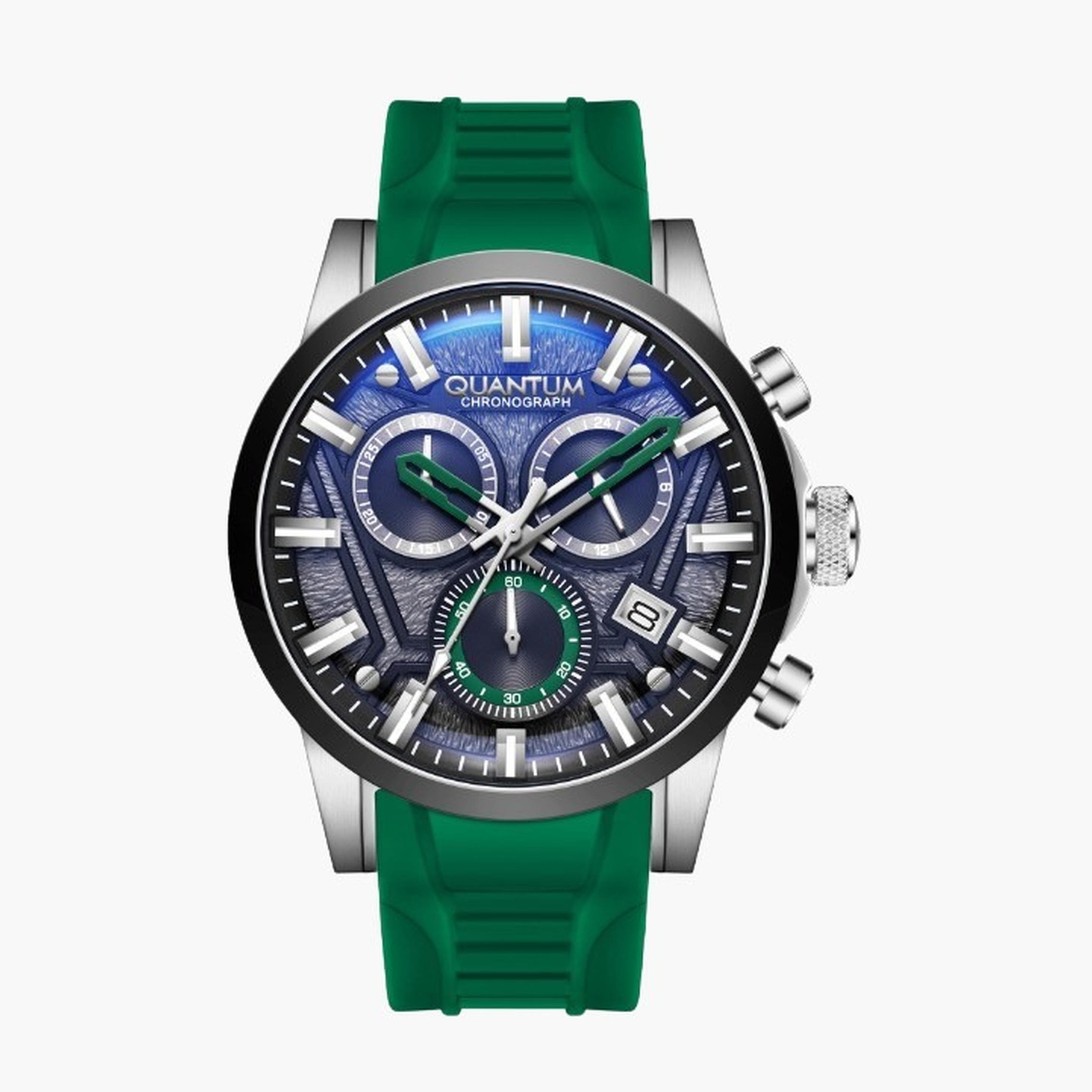 كوانتوم- ساعة رجالية 45 مم كرونوغراف سوار سيليكون لون بندقي-men-watchesandjewellery-watches-image-1