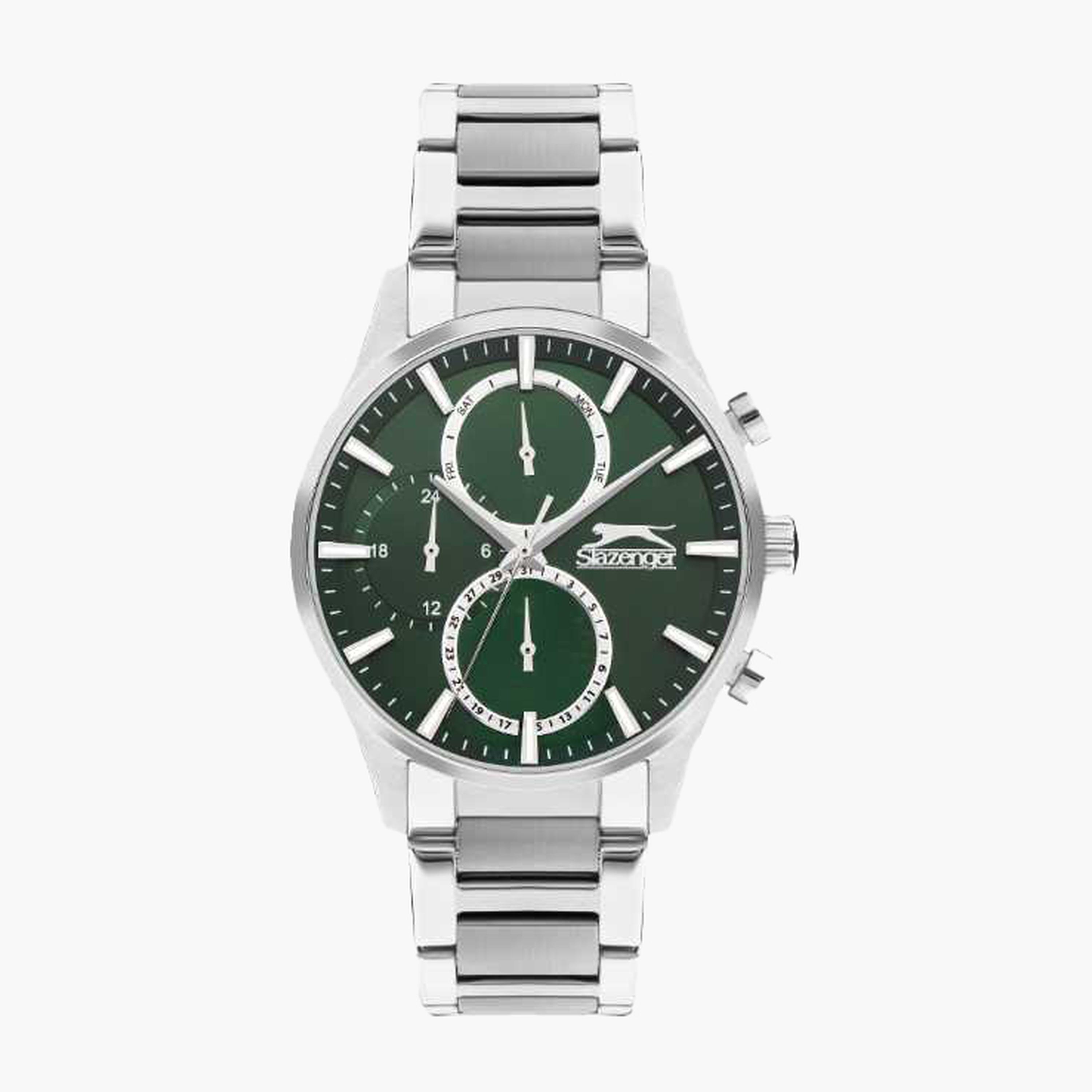 سلازنغر- ساعة رجالية 43 مم كرونوغراف سوار معدني لون أخضر-men-watchesandjewellery-watches-image-1