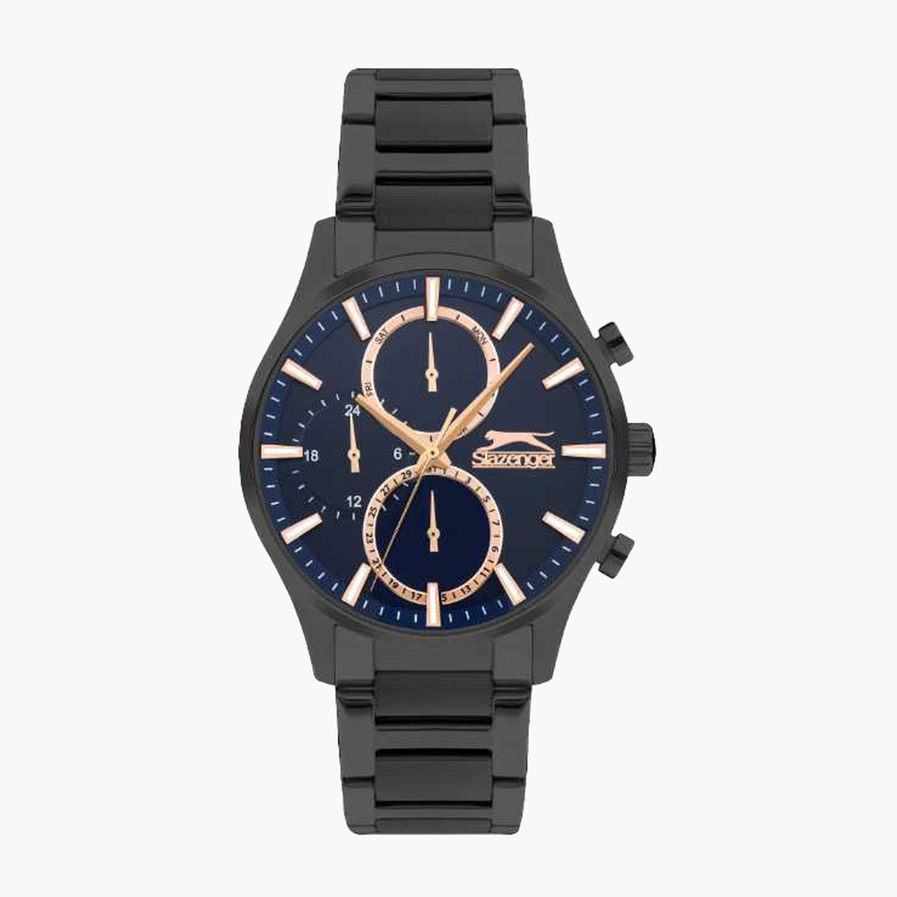 سلازنغر- ساعة رجالية 43 مم كرونوغراف سوار معدني لون أزرق-men-watchesandjewellery-watches-image-1
