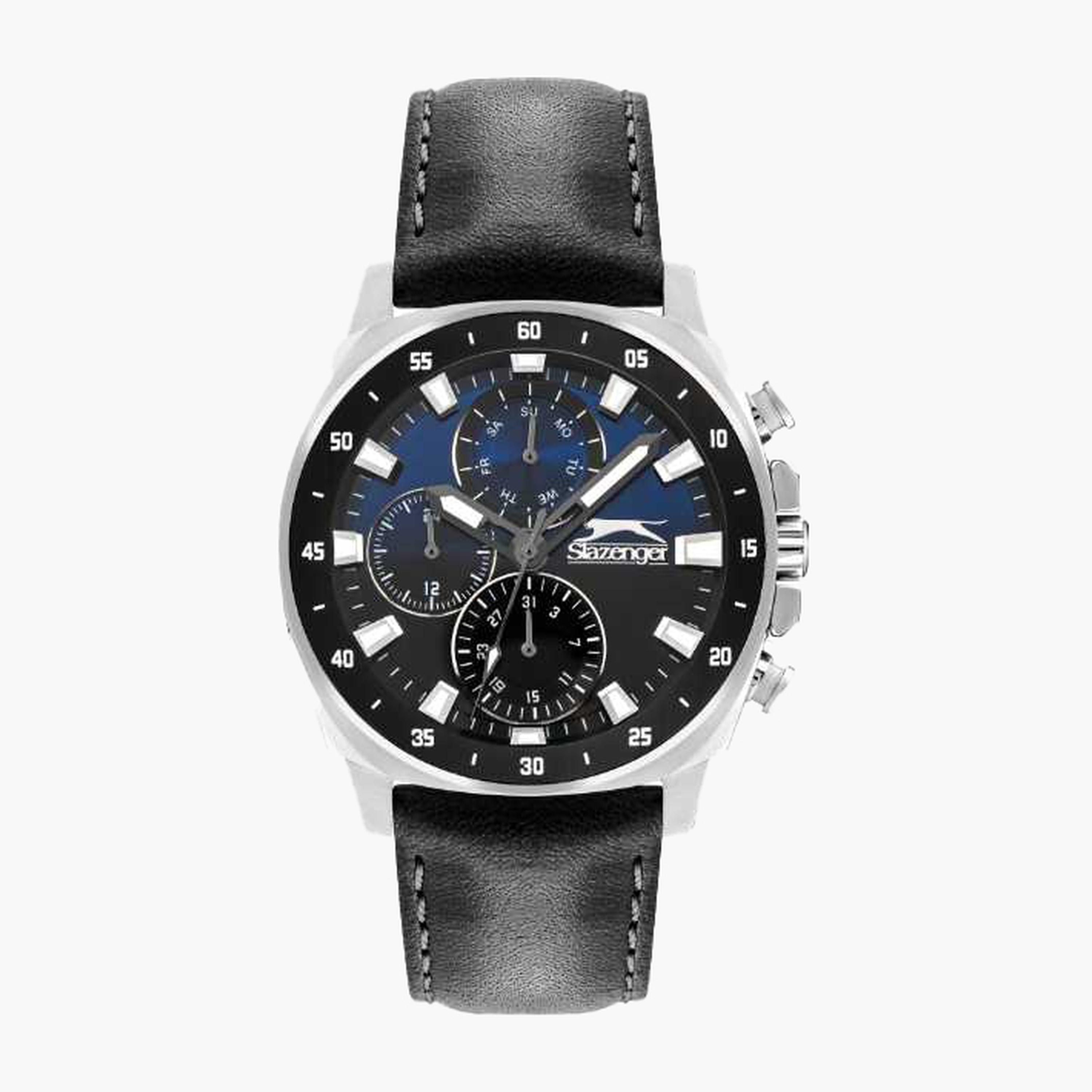 سلازنغر- ساعة رجالية 44 مم كرونوغراف سوار جلدي لون أزرق-men-watchesandjewellery-watches-image-1