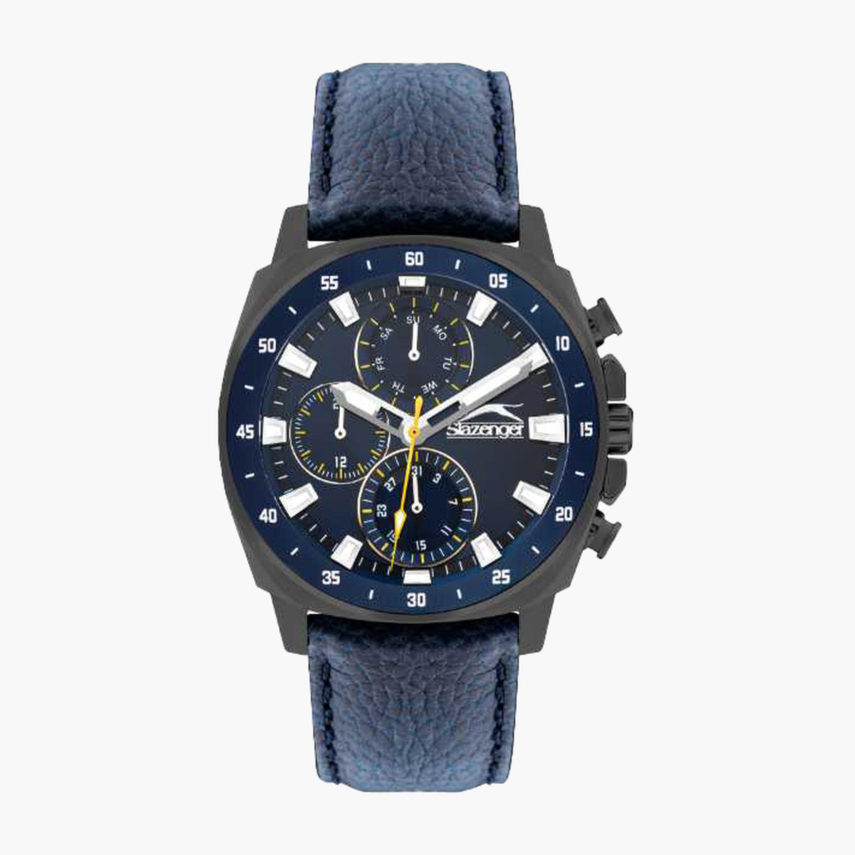 Slazenger Men's 44MM Blue Chronograph Leather Strap Watch | SL.9.2293.2.03-men-watchesandjewellery-watches-image-1