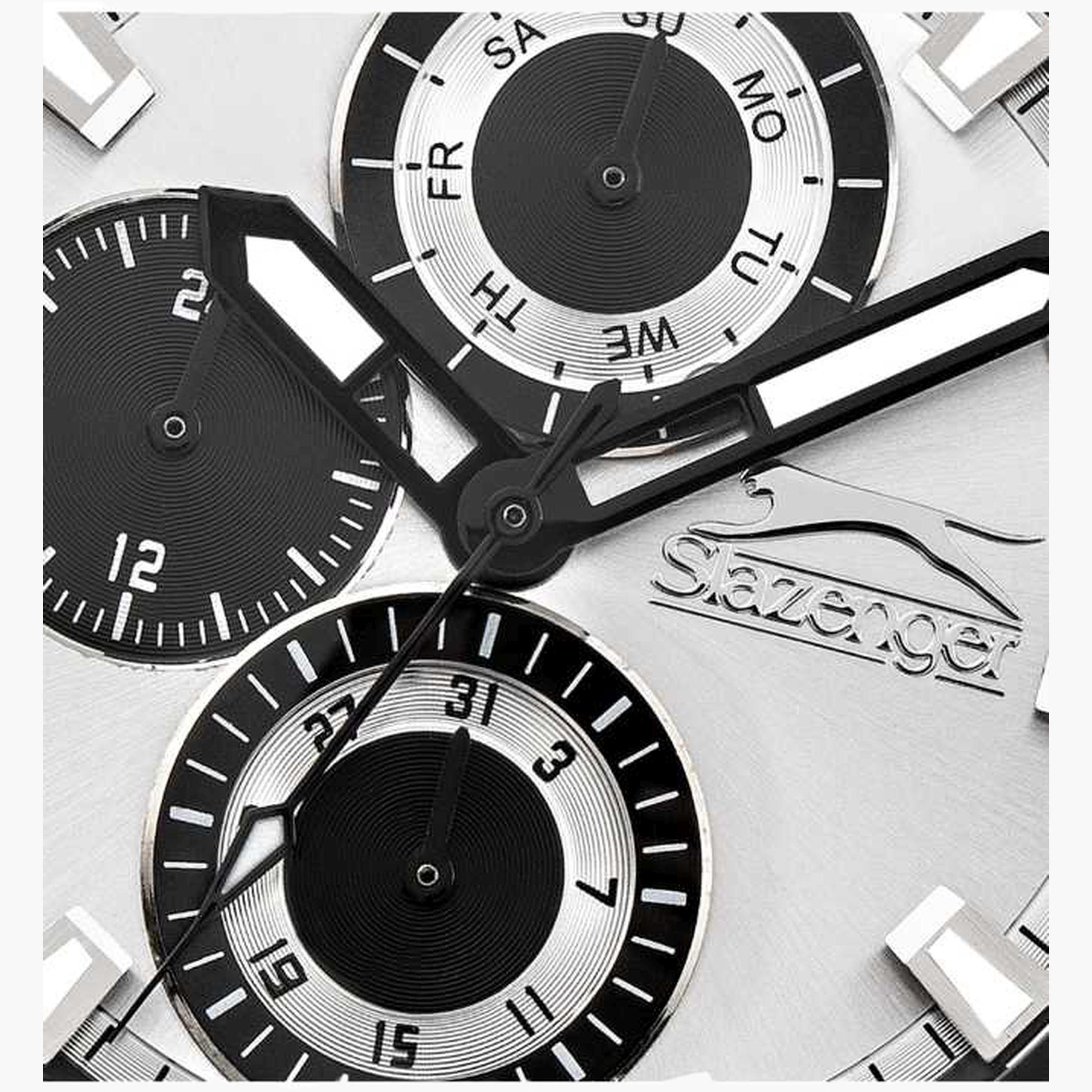 سلازنغر- ساعة رجالية 44 مم كرونوغراف سوار جلدي لون فضي-men-watchesandjewellery-watches-image-5