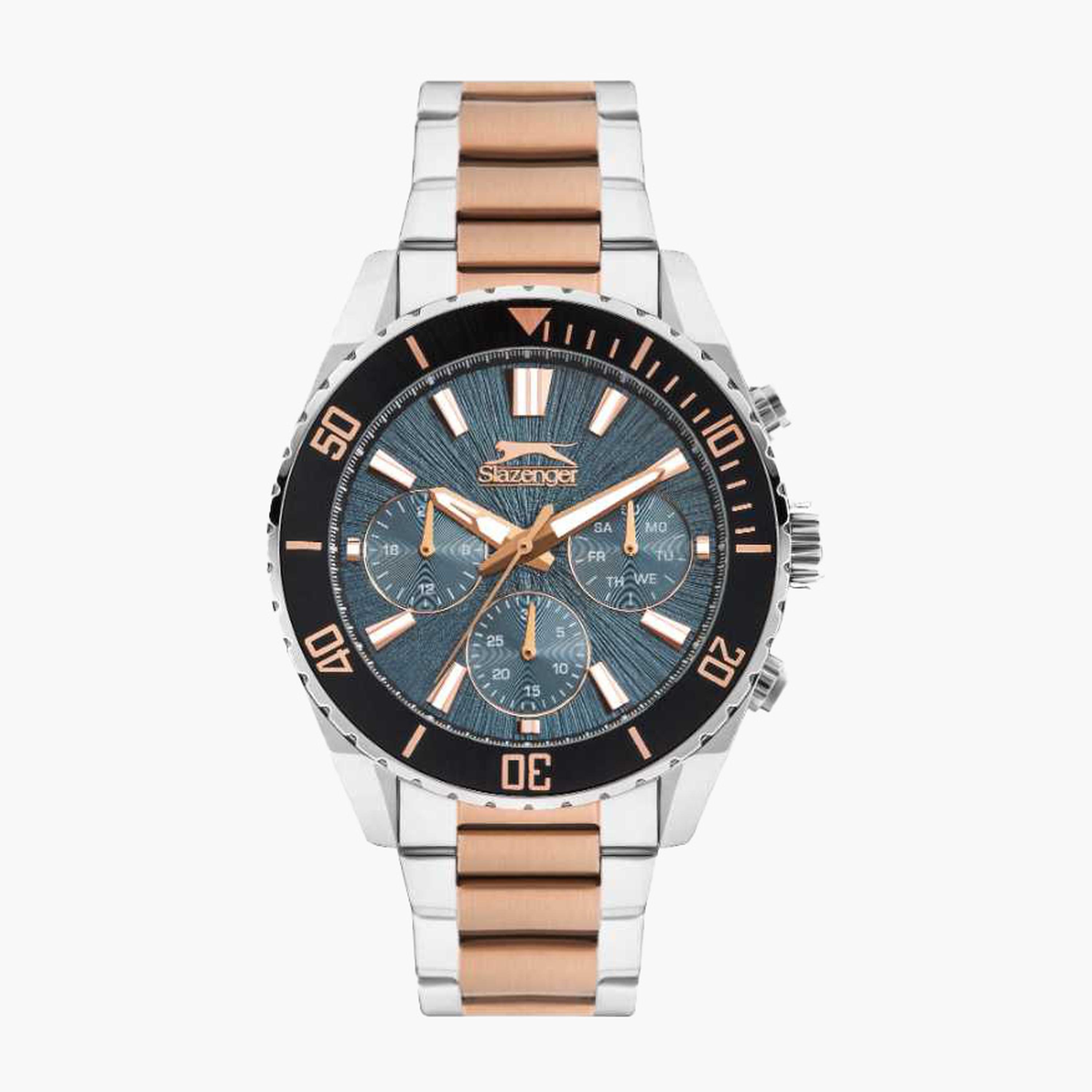 سلازنغر- ساعة رجالية 44 مم كرونوغراف سوار معدني لون أزرق-men-watchesandjewellery-watches-image-1