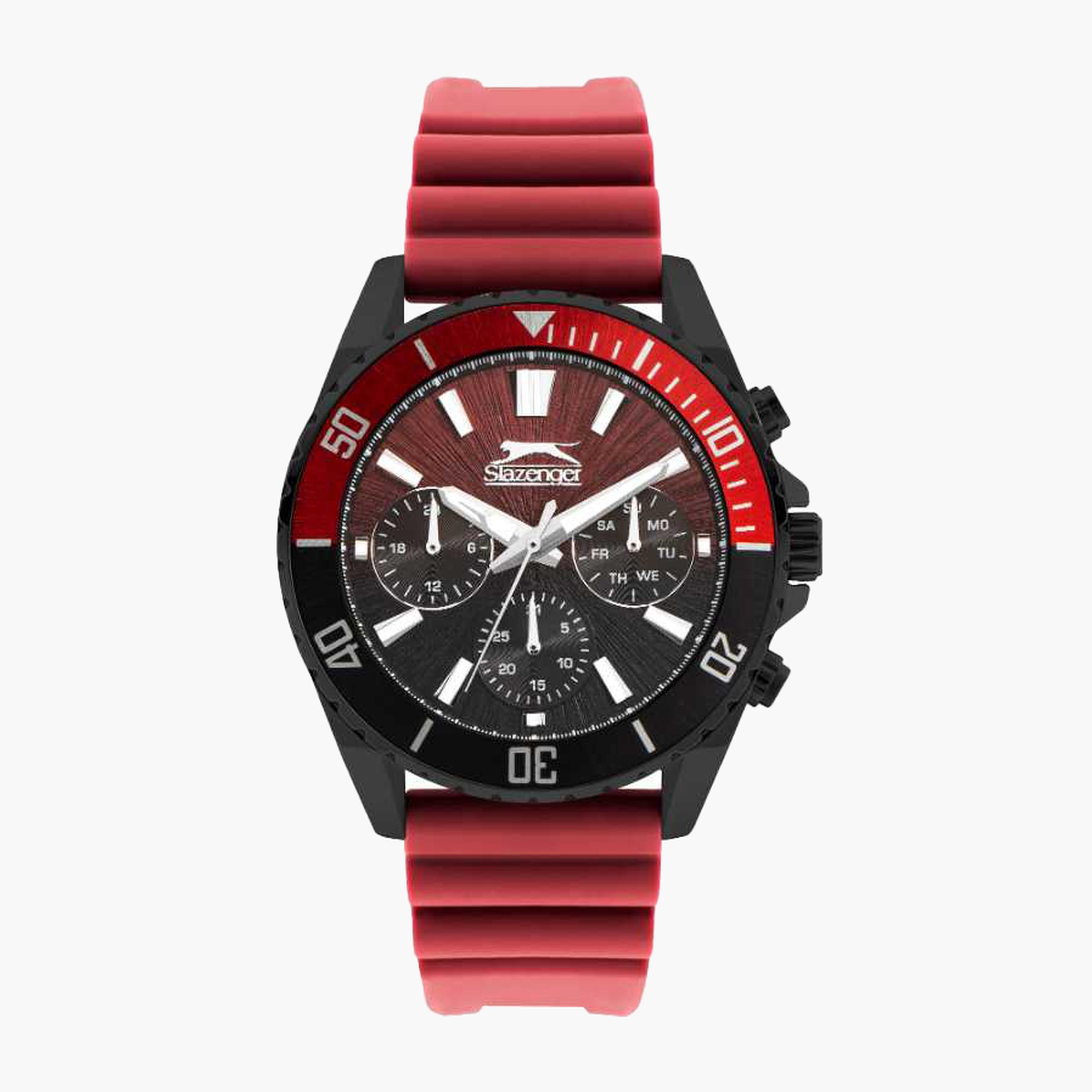 سلازنغر- ساعة رجالية 44 مم كرونوغراف سوار سيليكون لون أحمر-men-watchesandjewellery-watches-image-1
