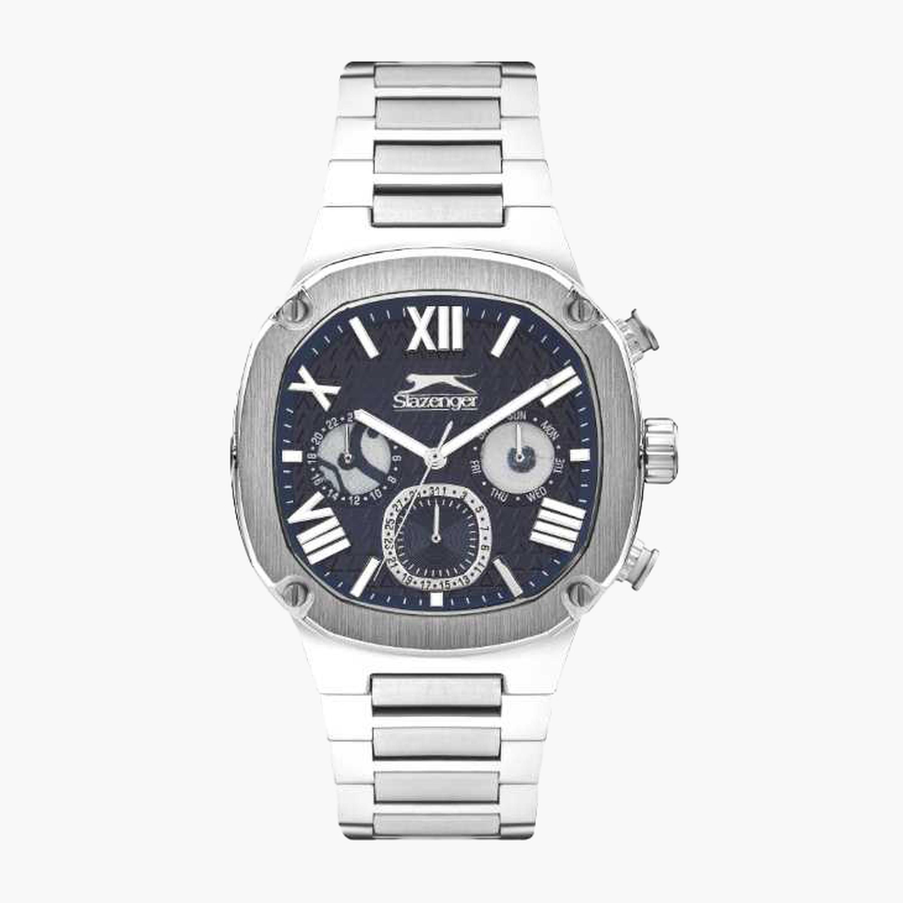 سلازنغر- ساعة رجالية 43 مم كرونوغراف سوار معدني لون أزرق-men-watchesandjewellery-watches-image-1