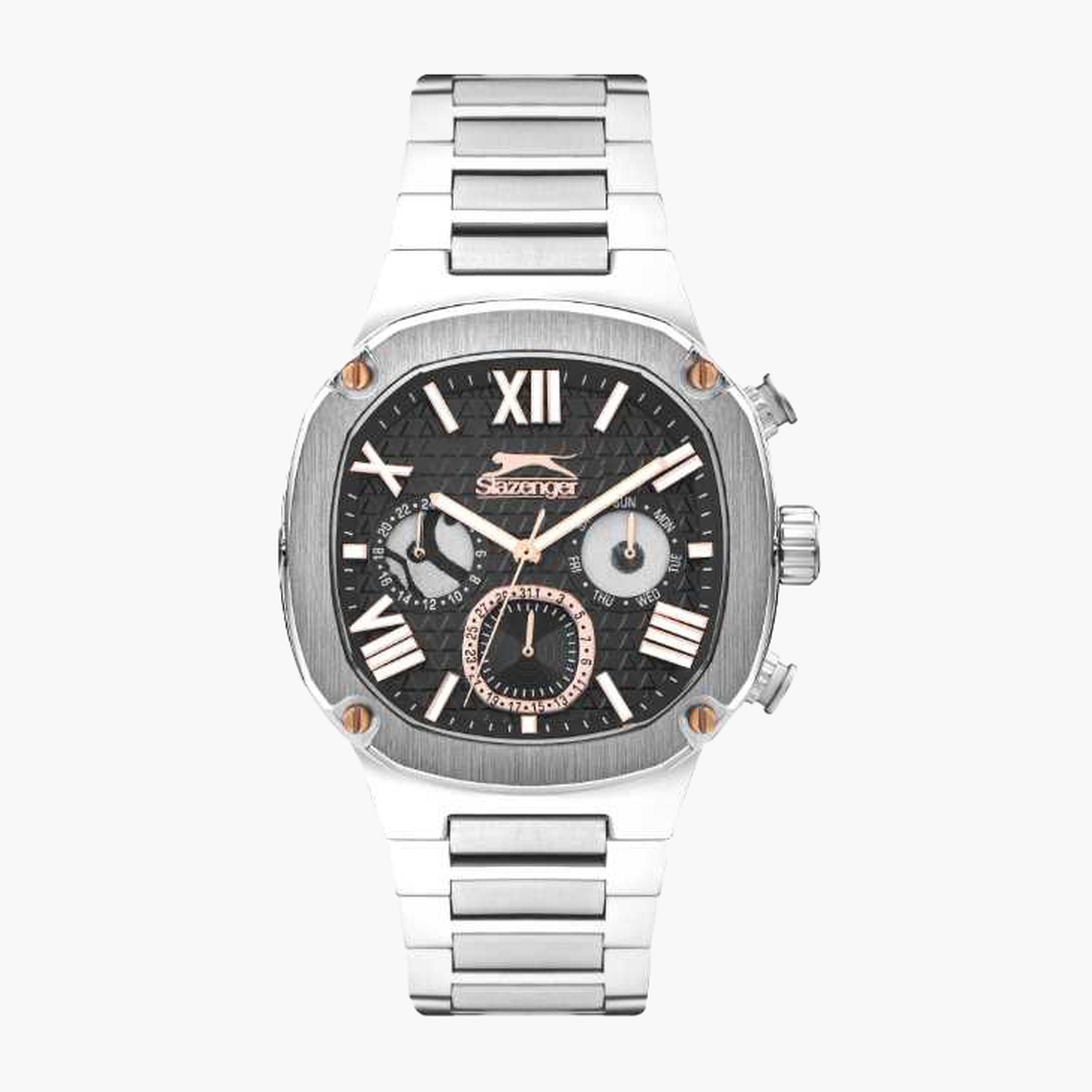 سلازنغر- ساعة رجالية 43 مم كرونوغراف سوار معدني لون بندقي-men-watchesandjewellery-watches-image-1