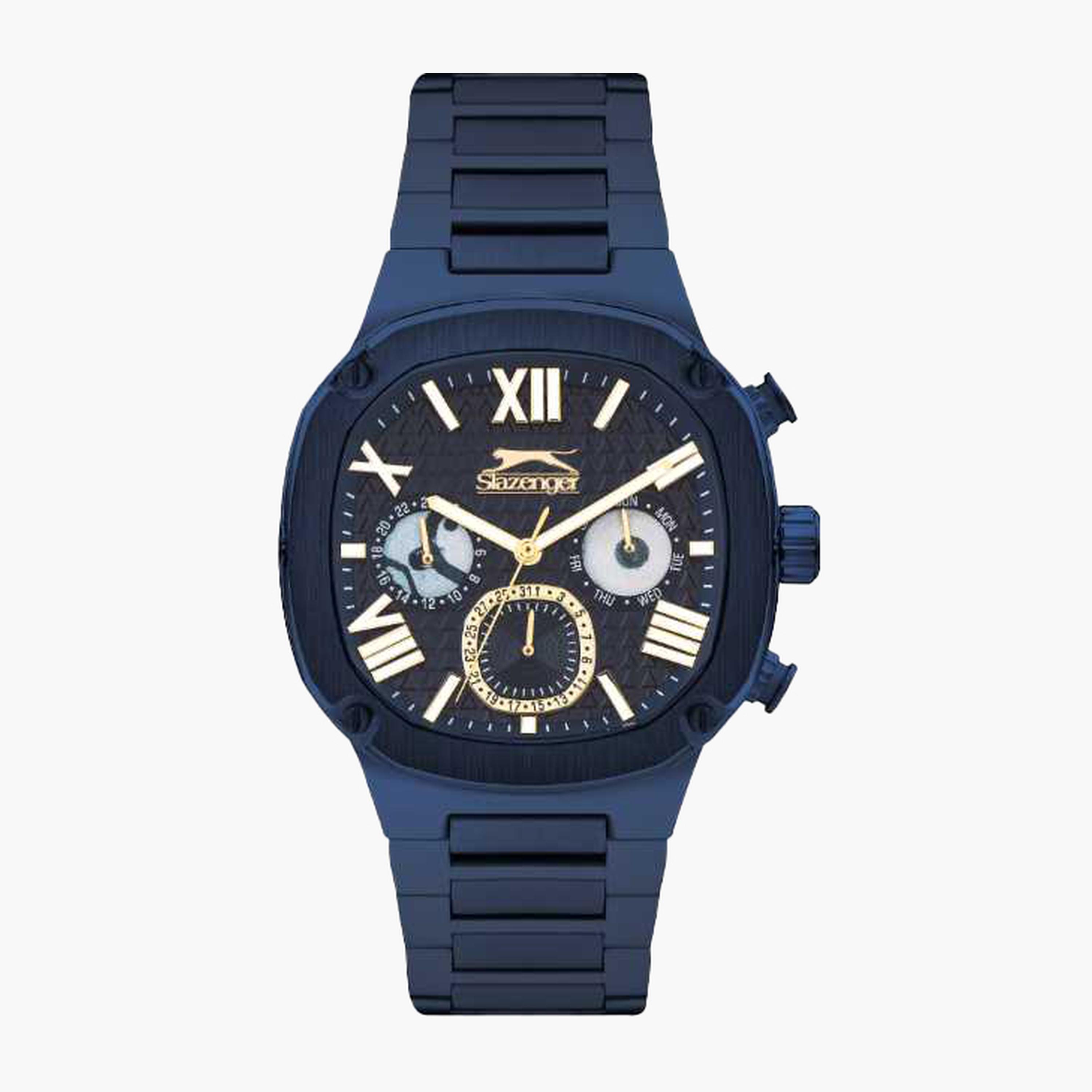 سلازنغر- ساعة رجالية 43 مم كرونوغراف سوار معدني لون أزرق-men-watchesandjewellery-watches-image-1