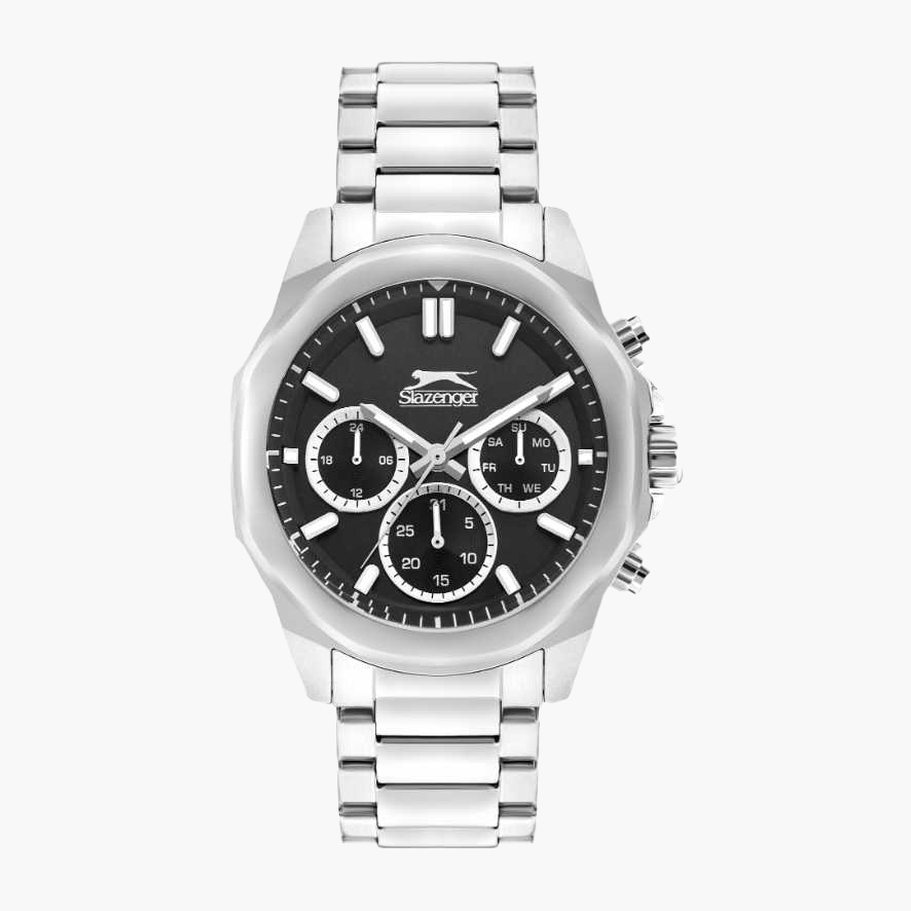 سلازنغر- ساعة رجالية 45 مم كرونوغراف سوار معدني لون أسود-men-watchesandjewellery-watches-image-1