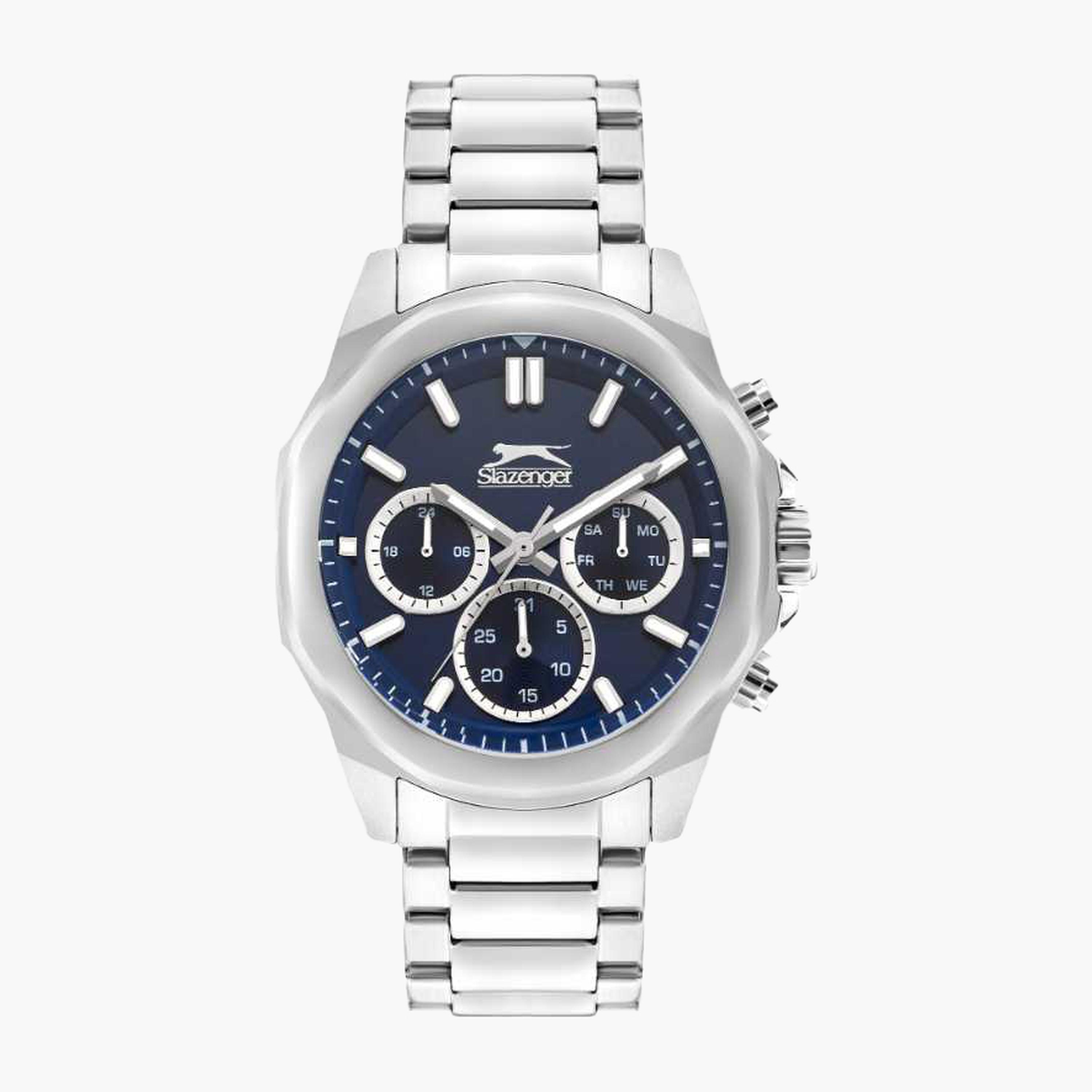 سلازنغر- ساعة رجالية 45 مم كرونوغراف سوار معدني لون أزرق-men-watchesandjewellery-watches-image-1