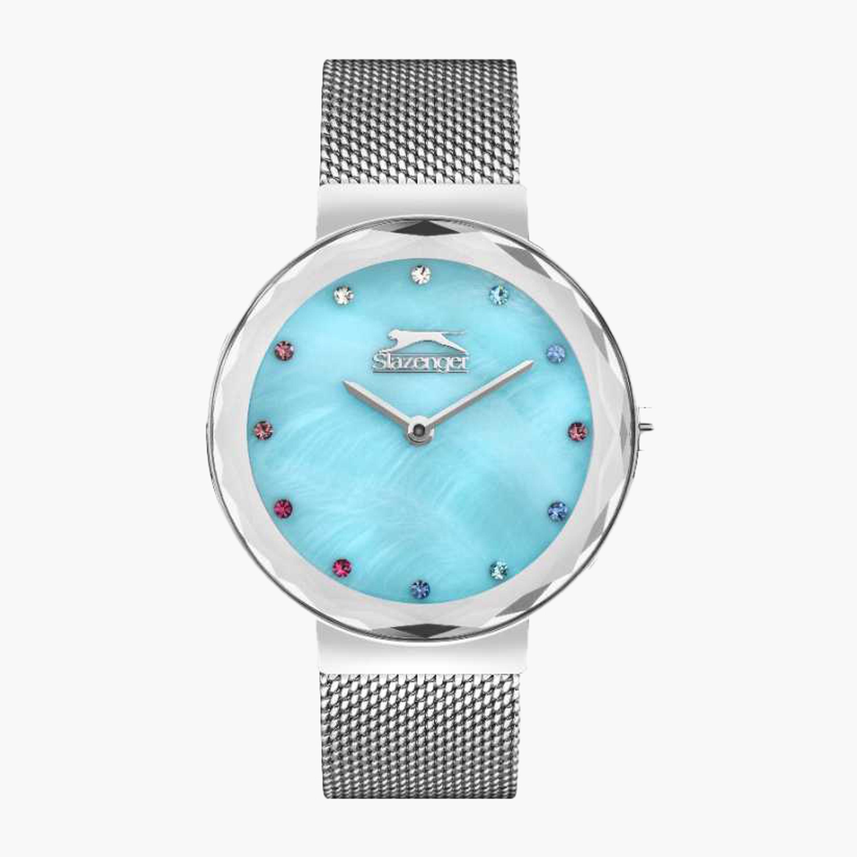 سلازنغر- ساعة نسائية 34 مم موب تناظرية سوار شبكي لون أزرق-women-watchesandjewellery-watches-image-1
