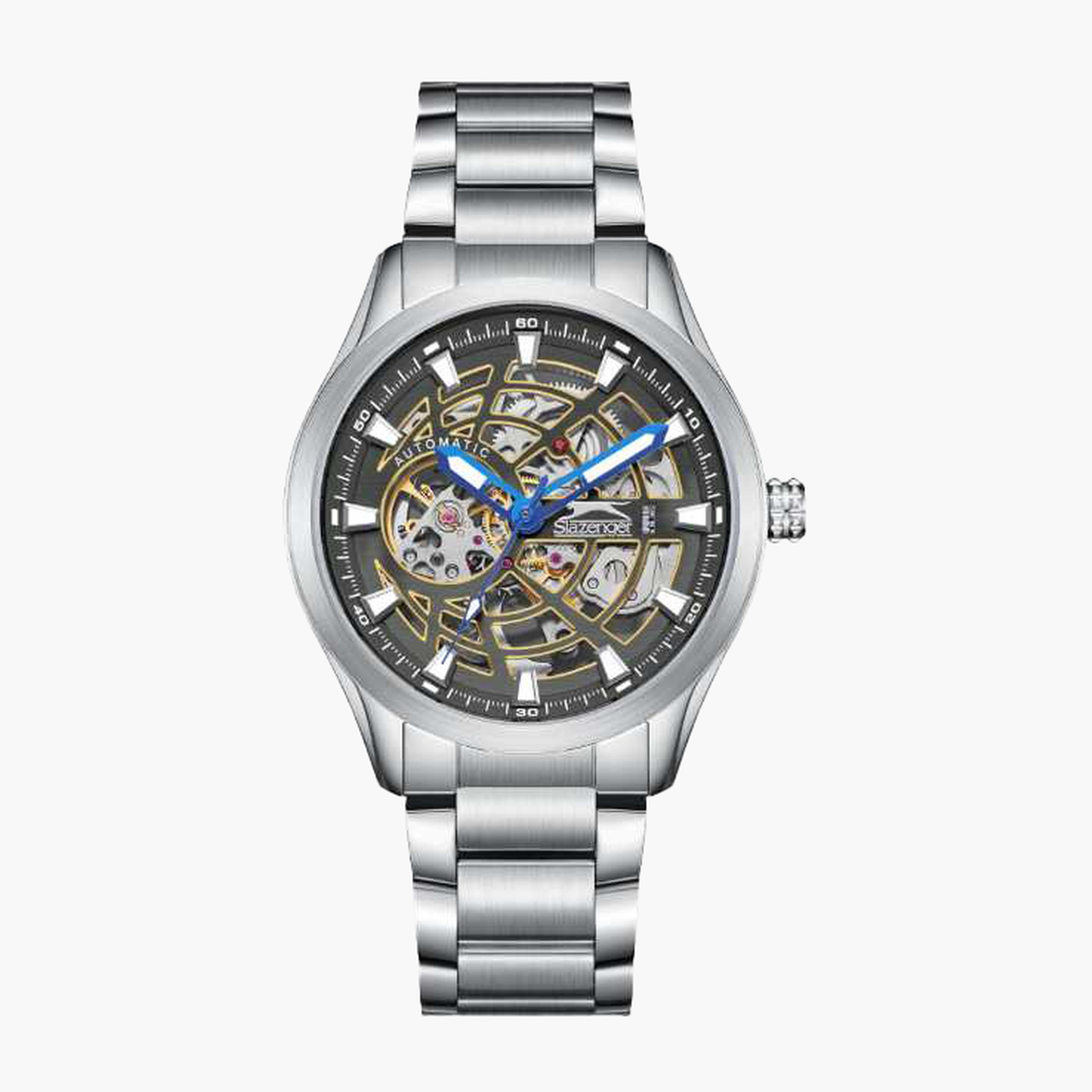 Slazenger Men's 43MM Silver Automatic Metal Strap Watch | SL.9.2411.1.02-men-watchesandjewellery-watches-image-1