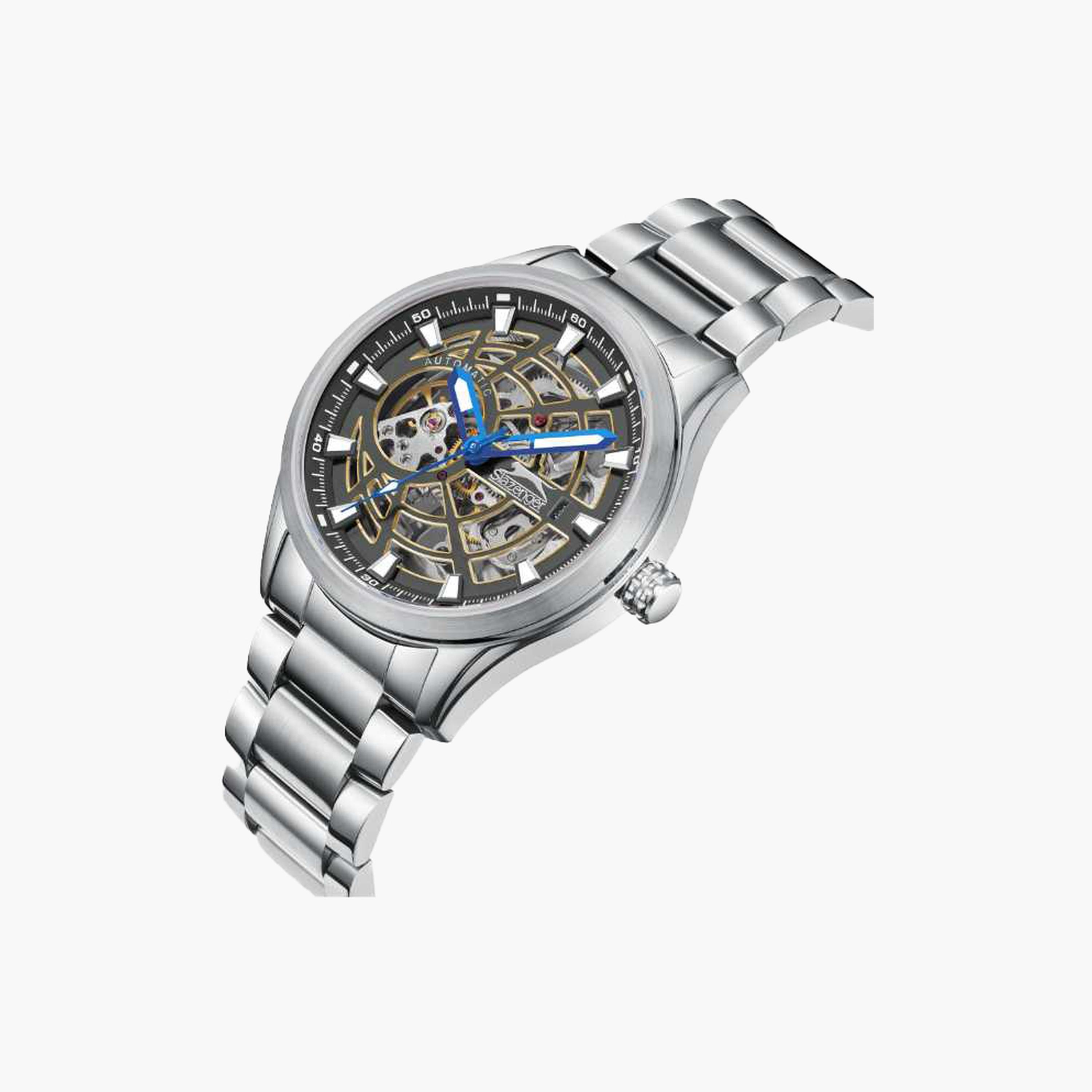 Slazenger Men's 43MM Silver Automatic Metal Strap Watch | SL.9.2411.1.02-men-watchesandjewellery-watches-image-2
