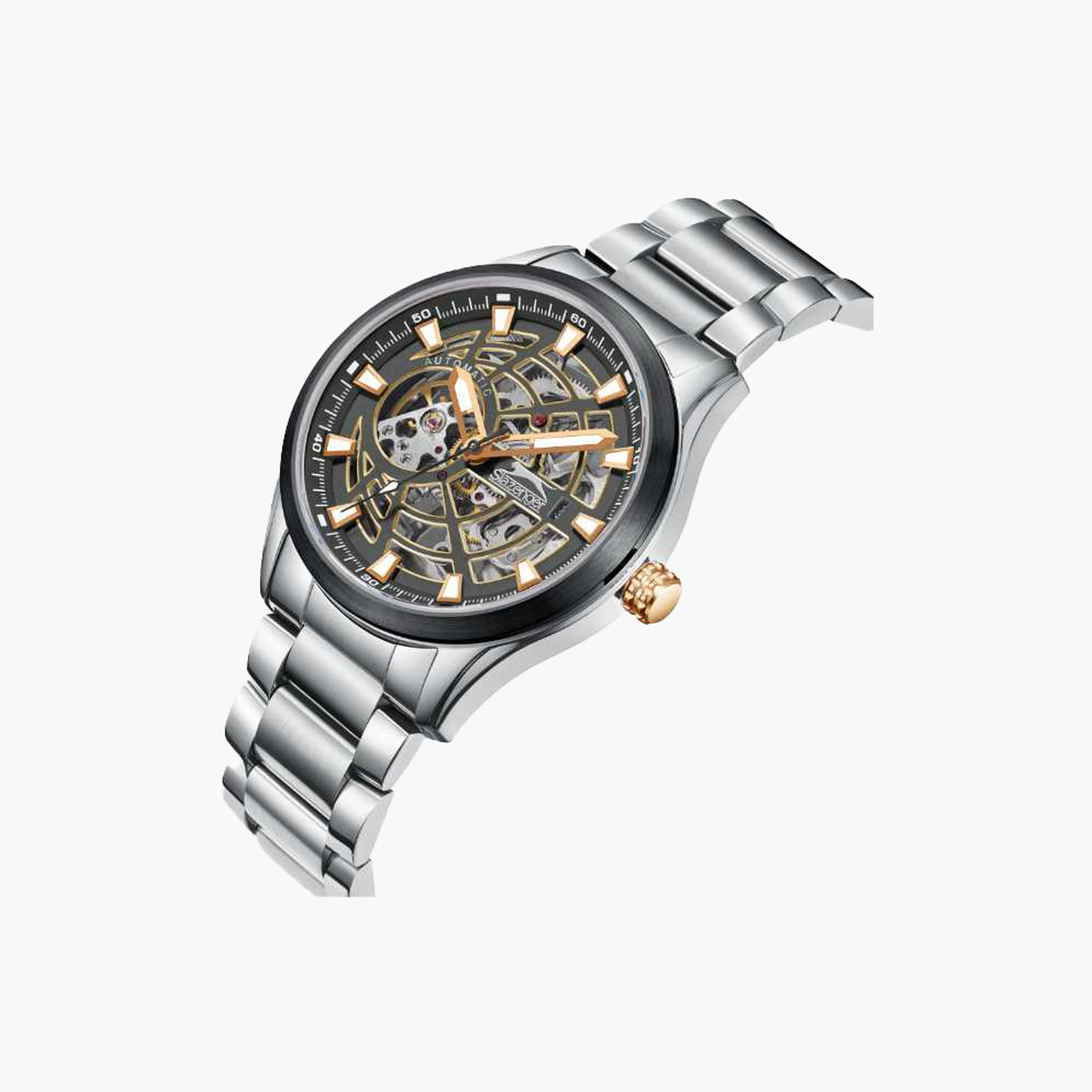 Slazenger Men's 43MM Silver Automatic Metal Strap Watch | SL.9.2411.1.04-men-watchesandjewellery-watches-image-2