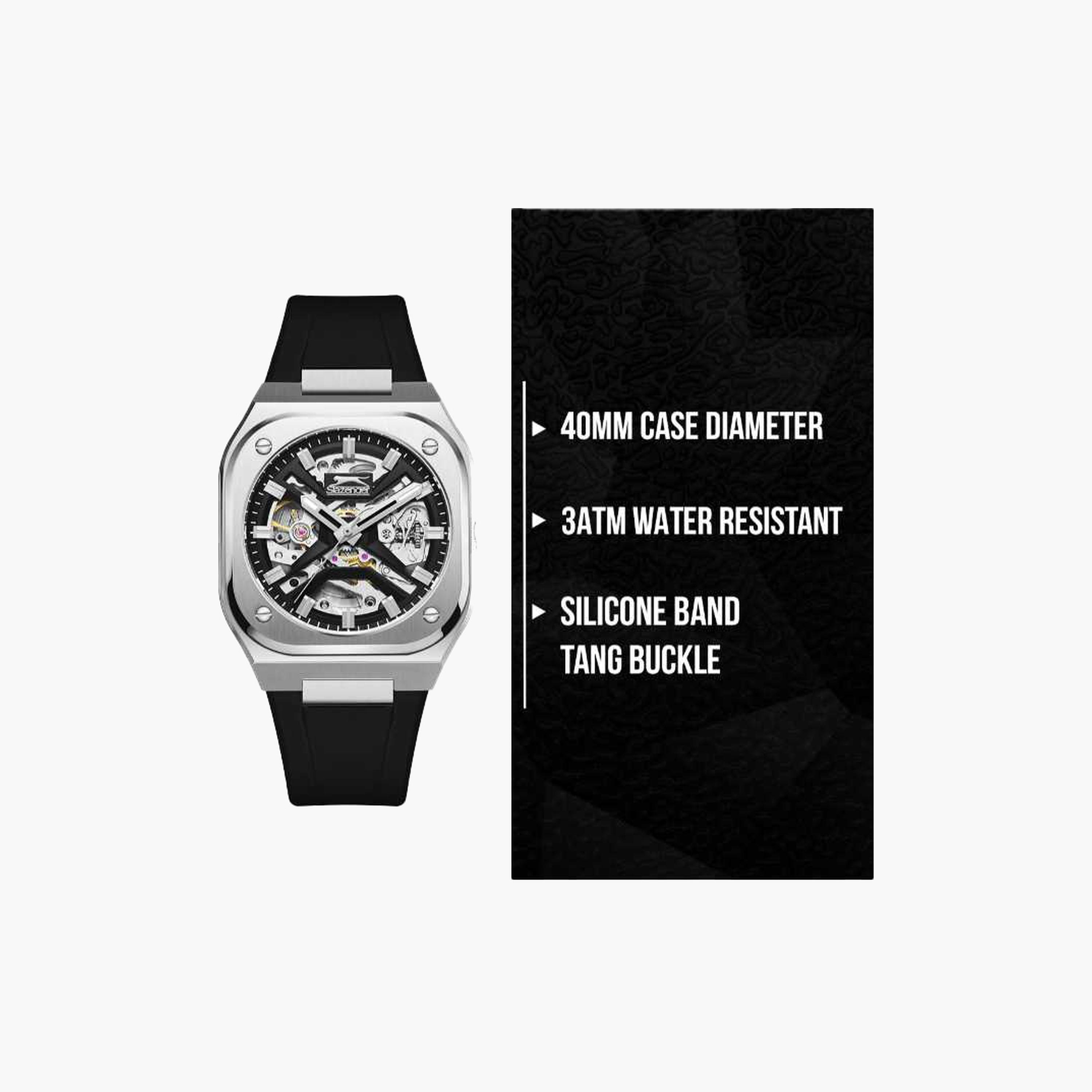 Slazenger Men's 40MM Black Automatic Silicone Strap Watch | SL.9.2415.1.01-men-watchesandjewellery-watches-image-9
