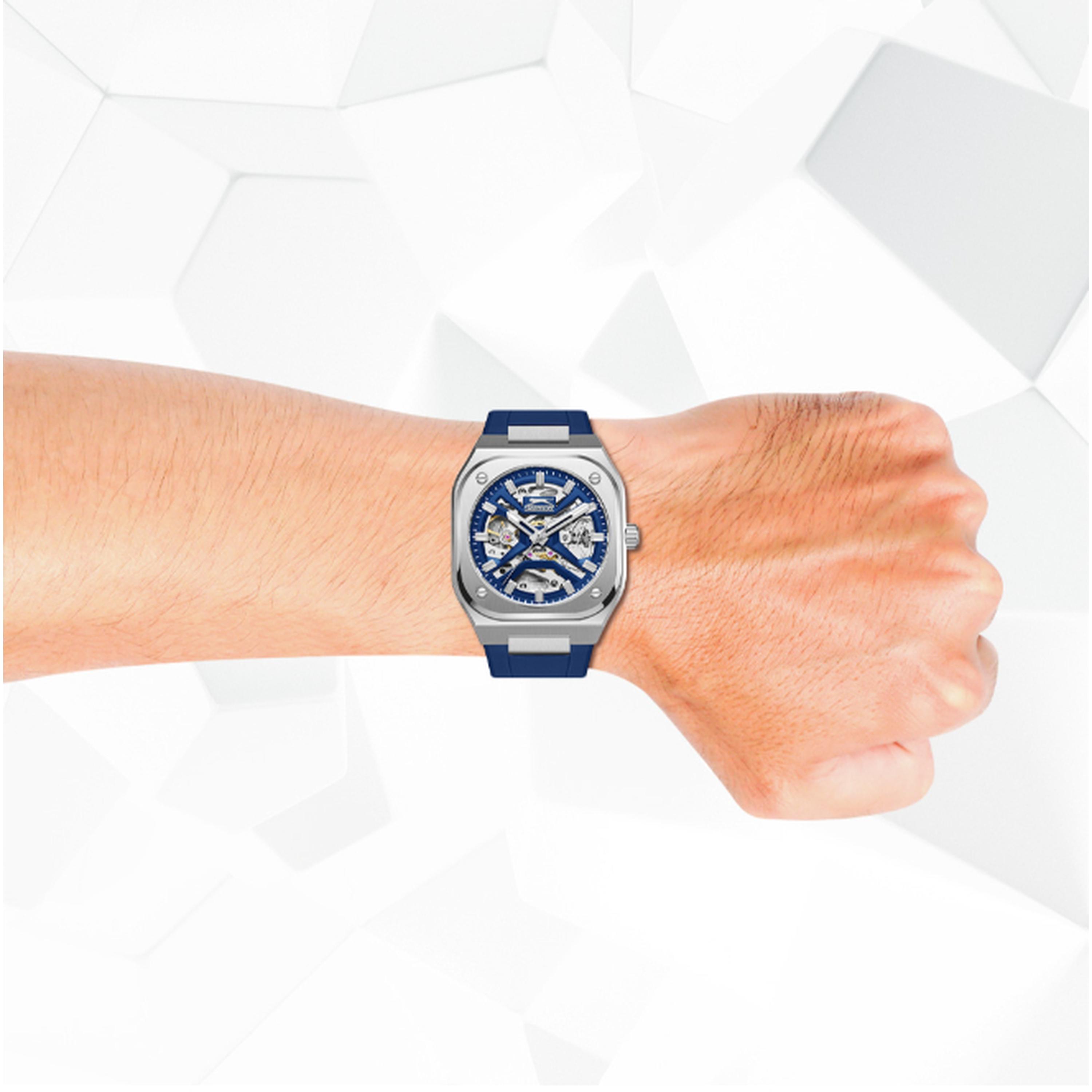 سلازنغر- ساعة رجالية 40 مم أوتوماتيكية سوار سيليكون لون أزرق-men-watchesandjewellery-watches-image-8