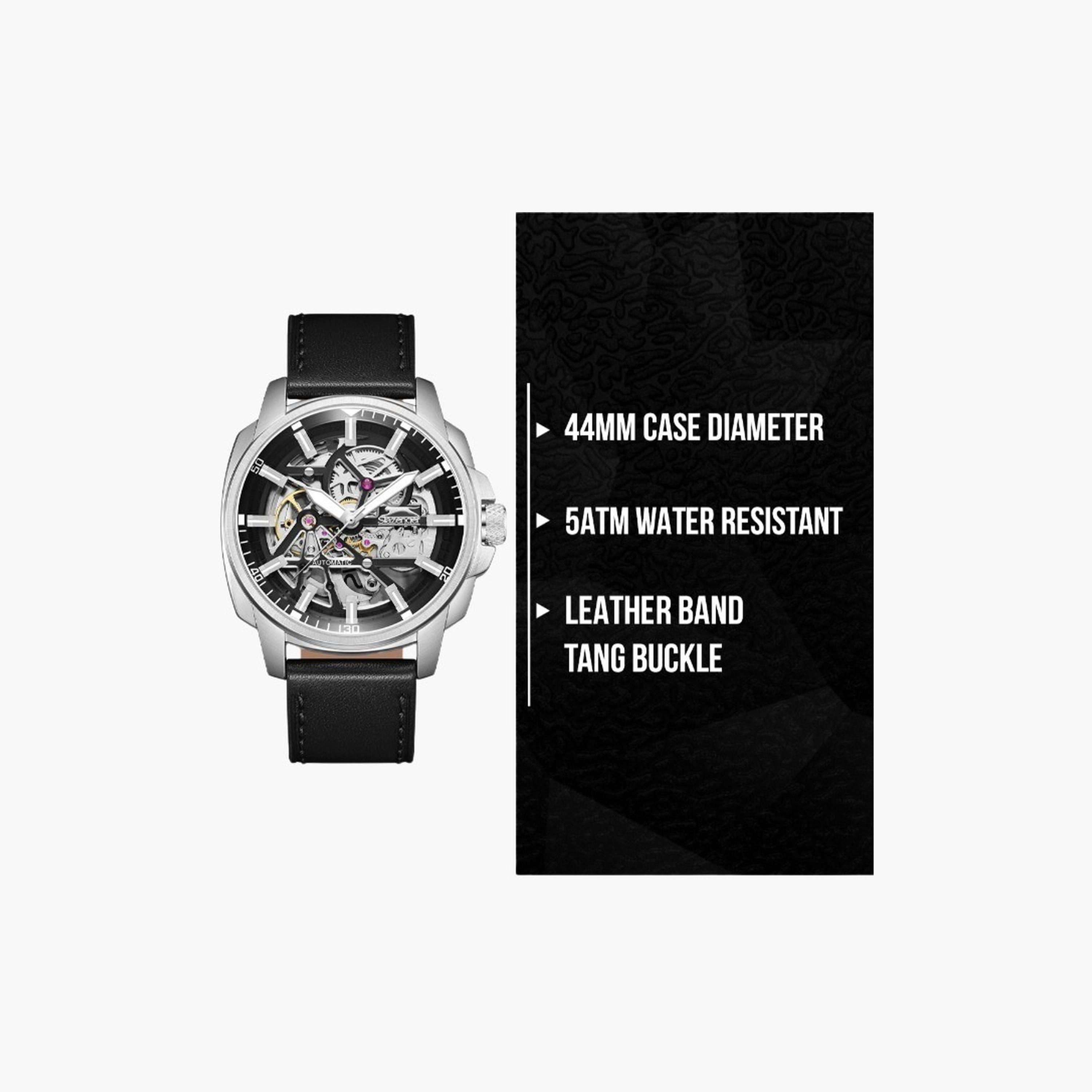 Slazenger Men's 44MM Black Automatic Leather Strap Watch | SL.9.2409.1.02-men-watchesandjewellery-watches-image-9