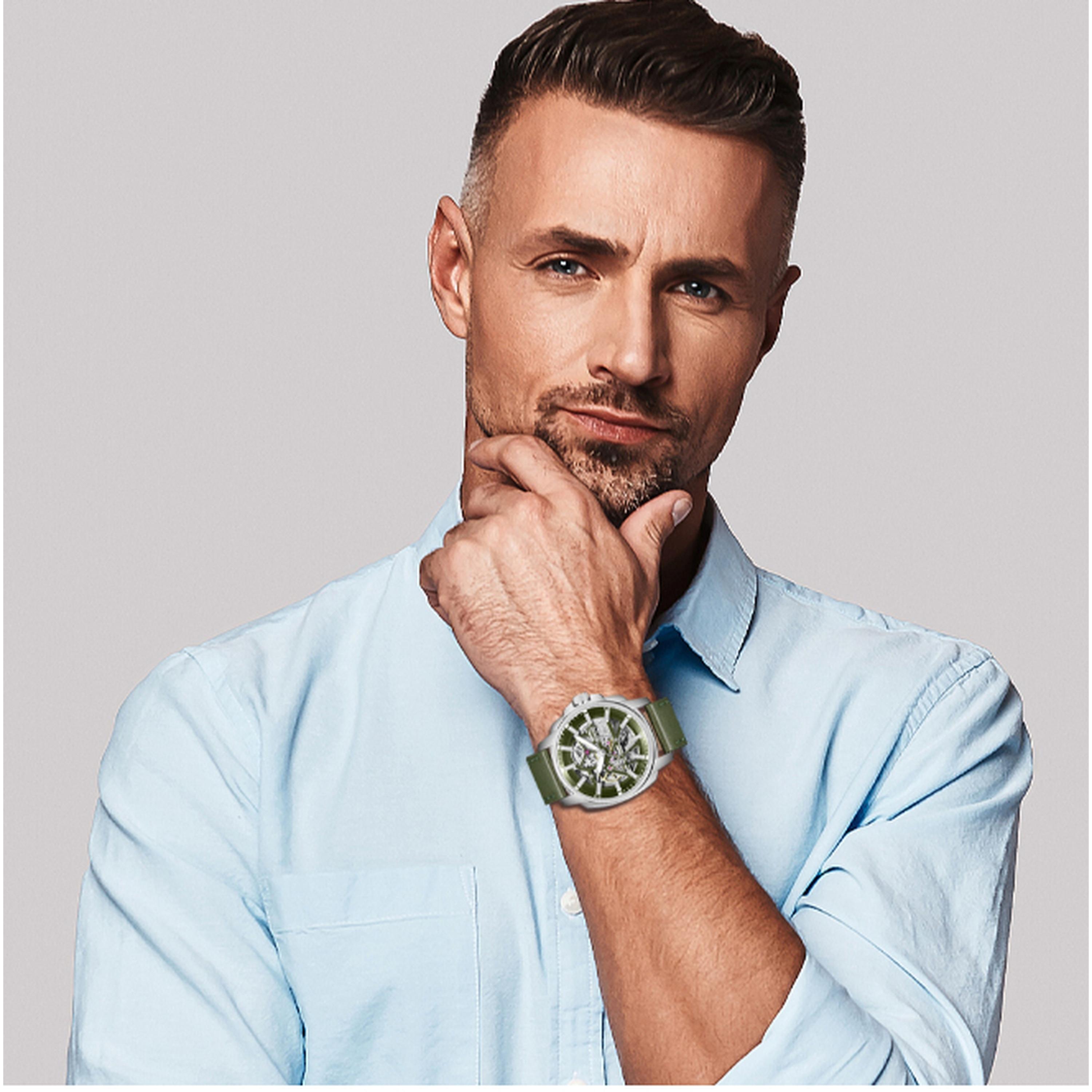 Slazenger Men's 44MM Green Automatic Leather Strap Watch | SL.9.2409.1.03-men-watchesandjewellery-watches-image-7