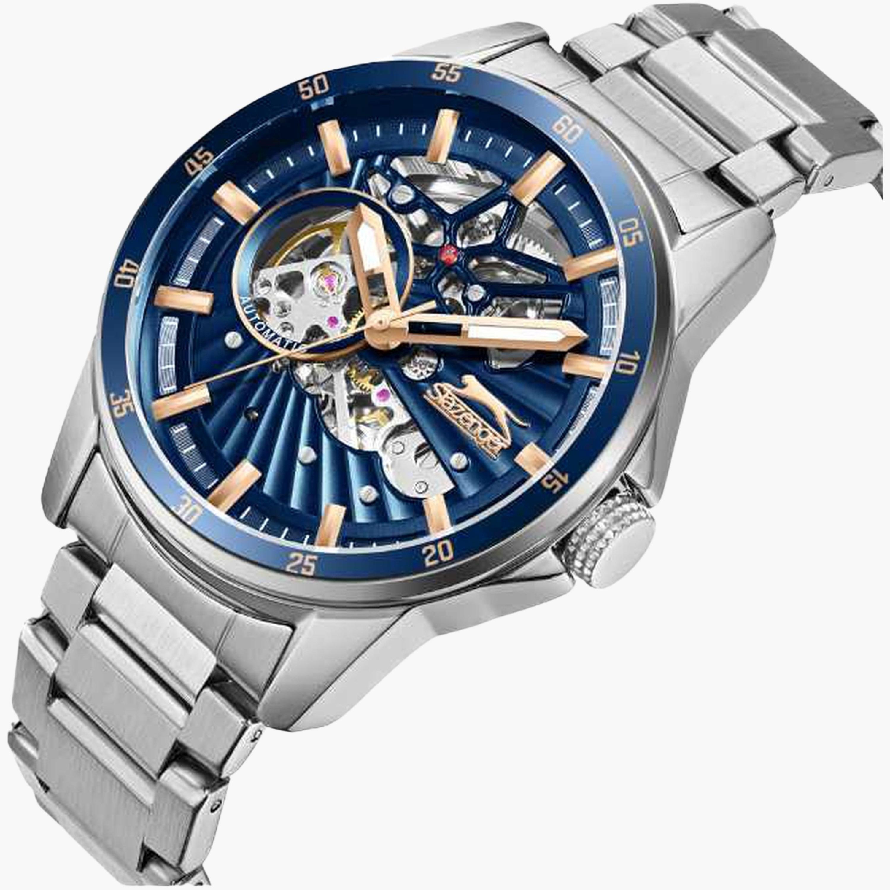 سلازنغر- ساعة رجالية 44 مم أوتوماتيكية سوار معدني لون أزرق-men-watchesandjewellery-watches-image-4