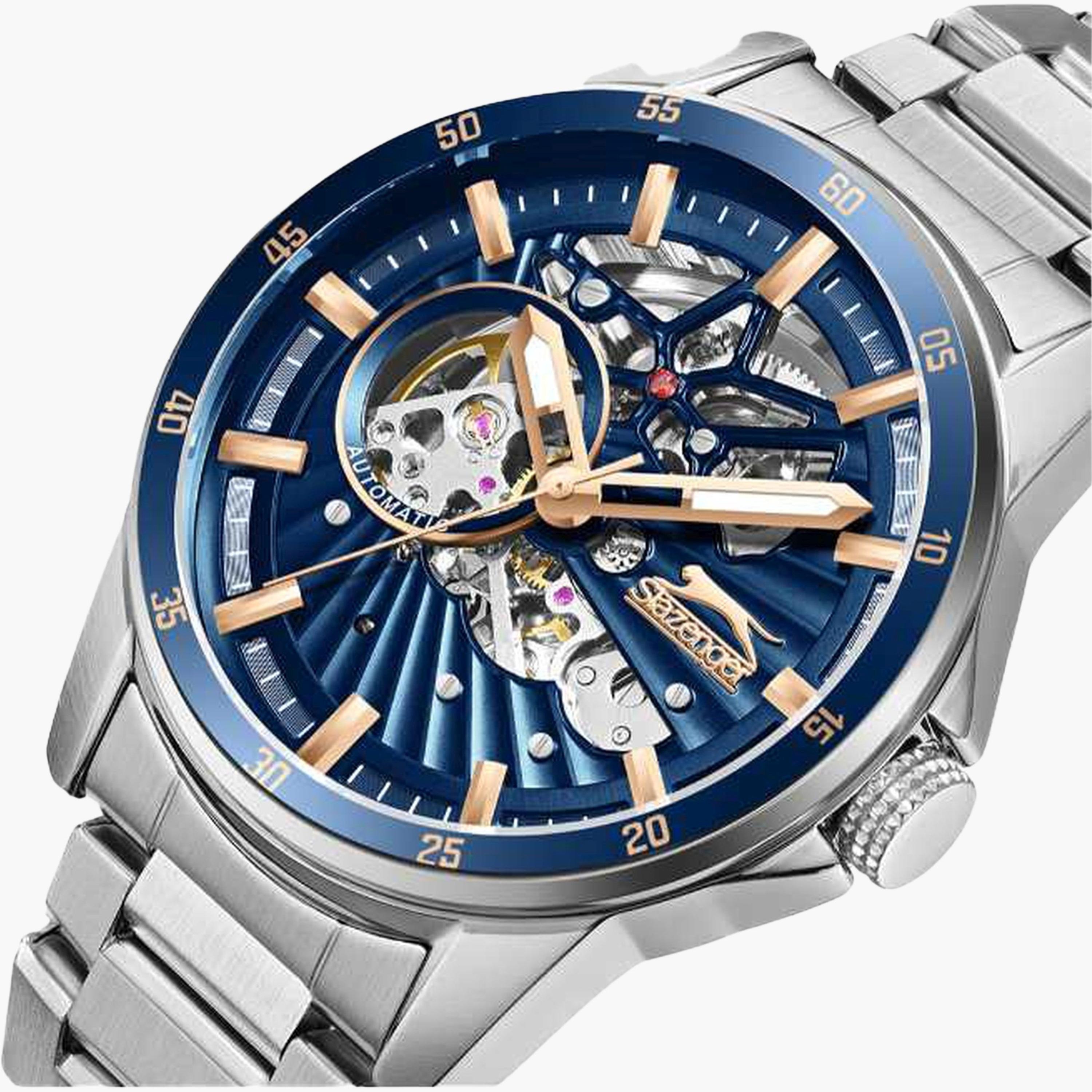 سلازنغر- ساعة رجالية 44 مم أوتوماتيكية سوار معدني لون أزرق-men-watchesandjewellery-watches-image-6
