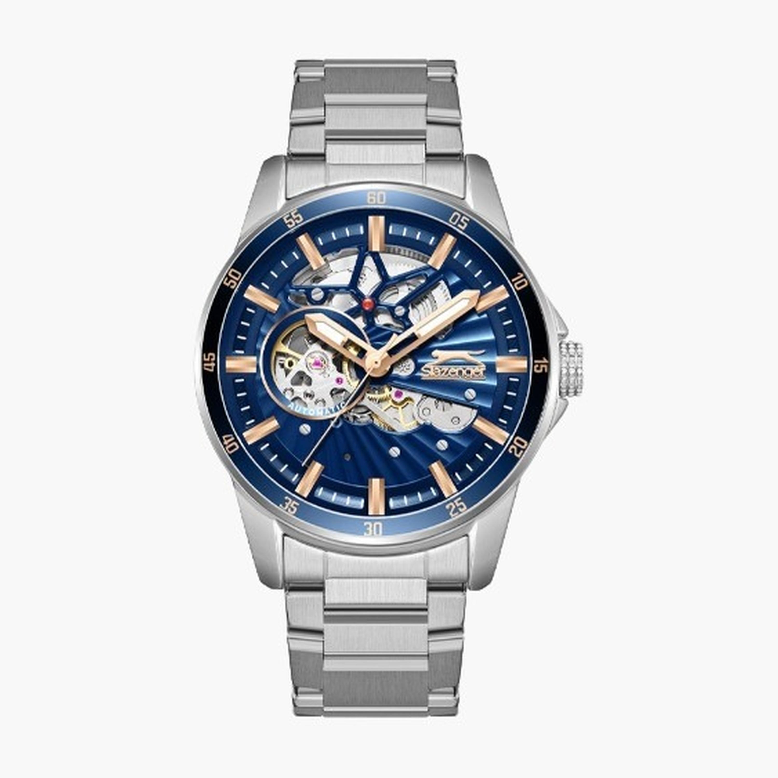 سلازنغر- ساعة رجالية 44 مم أوتوماتيكية سوار معدني لون أزرق-men-watchesandjewellery-watches-image-9