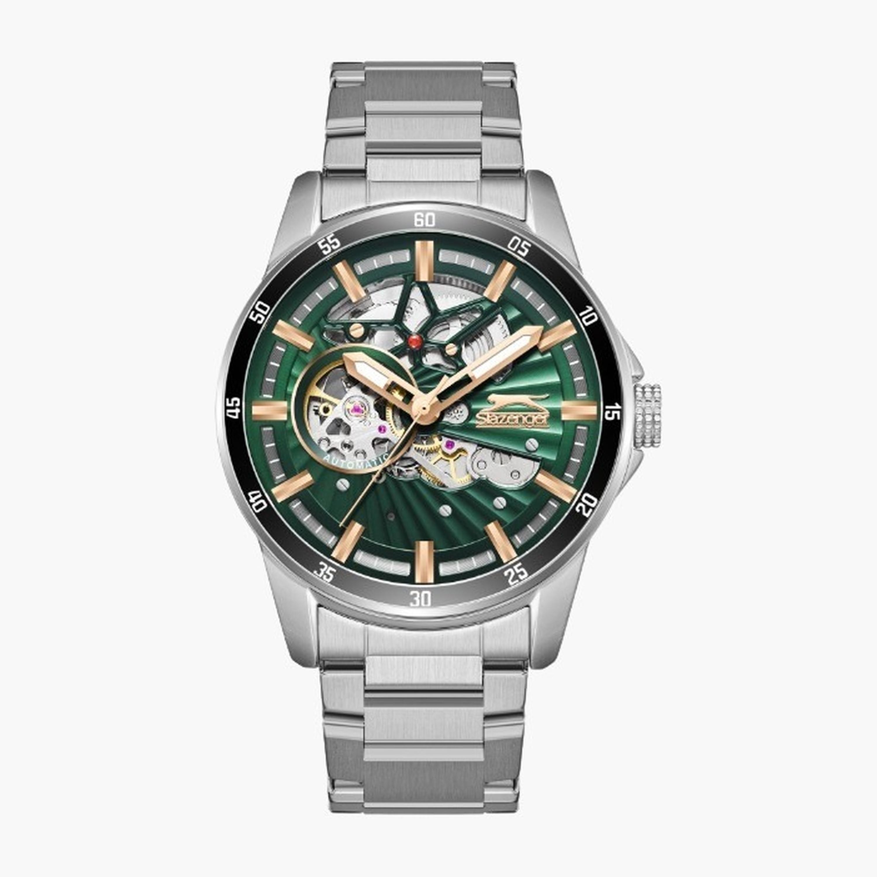 سلازنغر- ساعة رجالية 44 مم أوتوماتيكية سوار معدني لون أخضر غامق-men-watchesandjewellery-watches-image-1