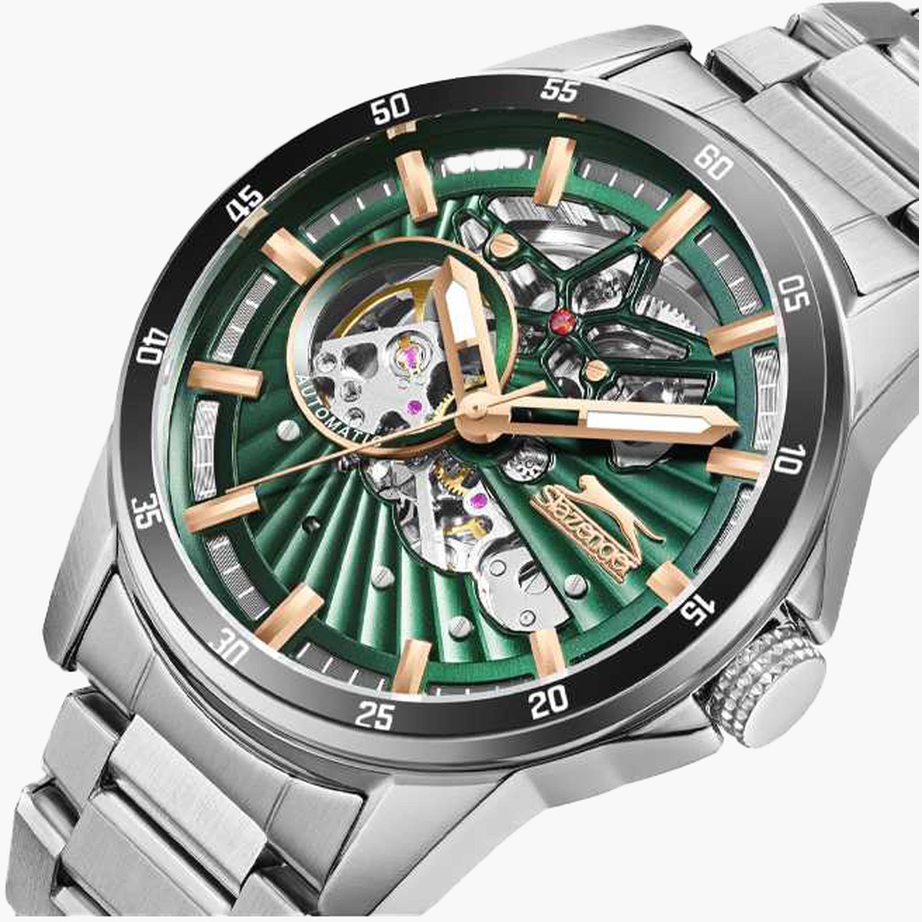 سلازنغر- ساعة رجالية 44 مم أوتوماتيكية سوار معدني لون أخضر غامق-men-watchesandjewellery-watches-image-6