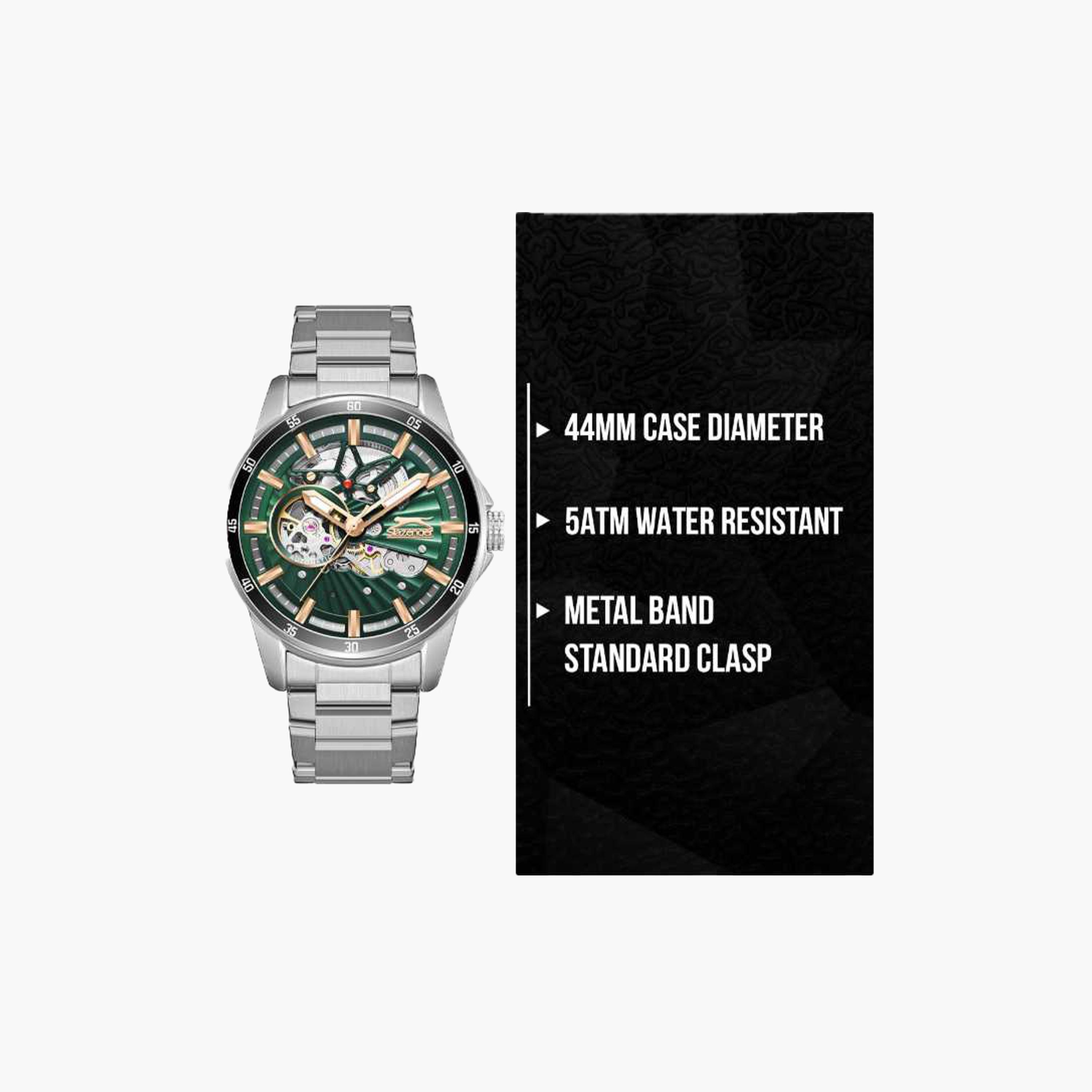 سلازنغر- ساعة رجالية 44 مم أوتوماتيكية سوار معدني لون أخضر غامق-men-watchesandjewellery-watches-image-9