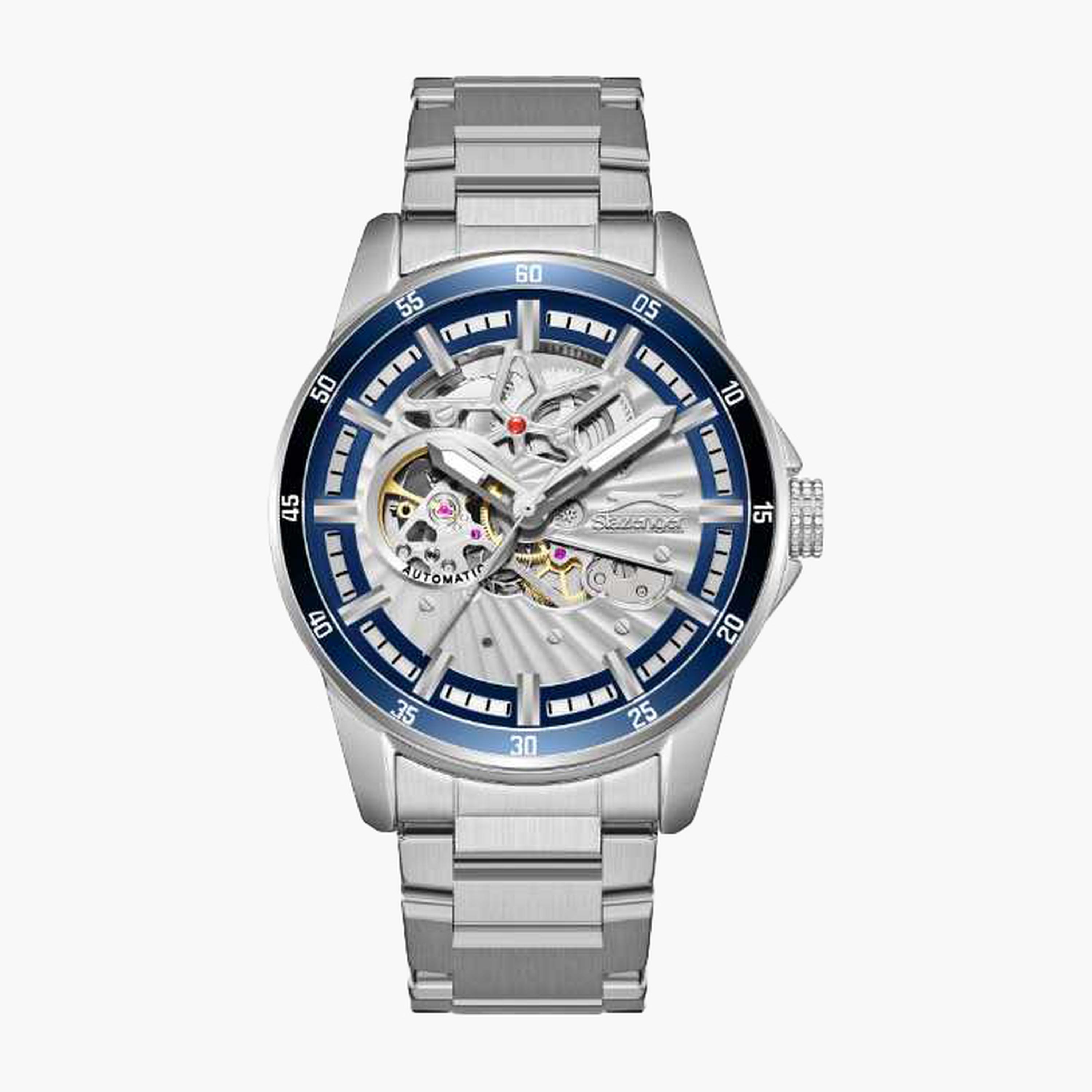 Slazenger Men's 44MM Silver Automatic Metal Strap Watch | SL.9.2413.1.04-men-watchesandjewellery-watches-image-1