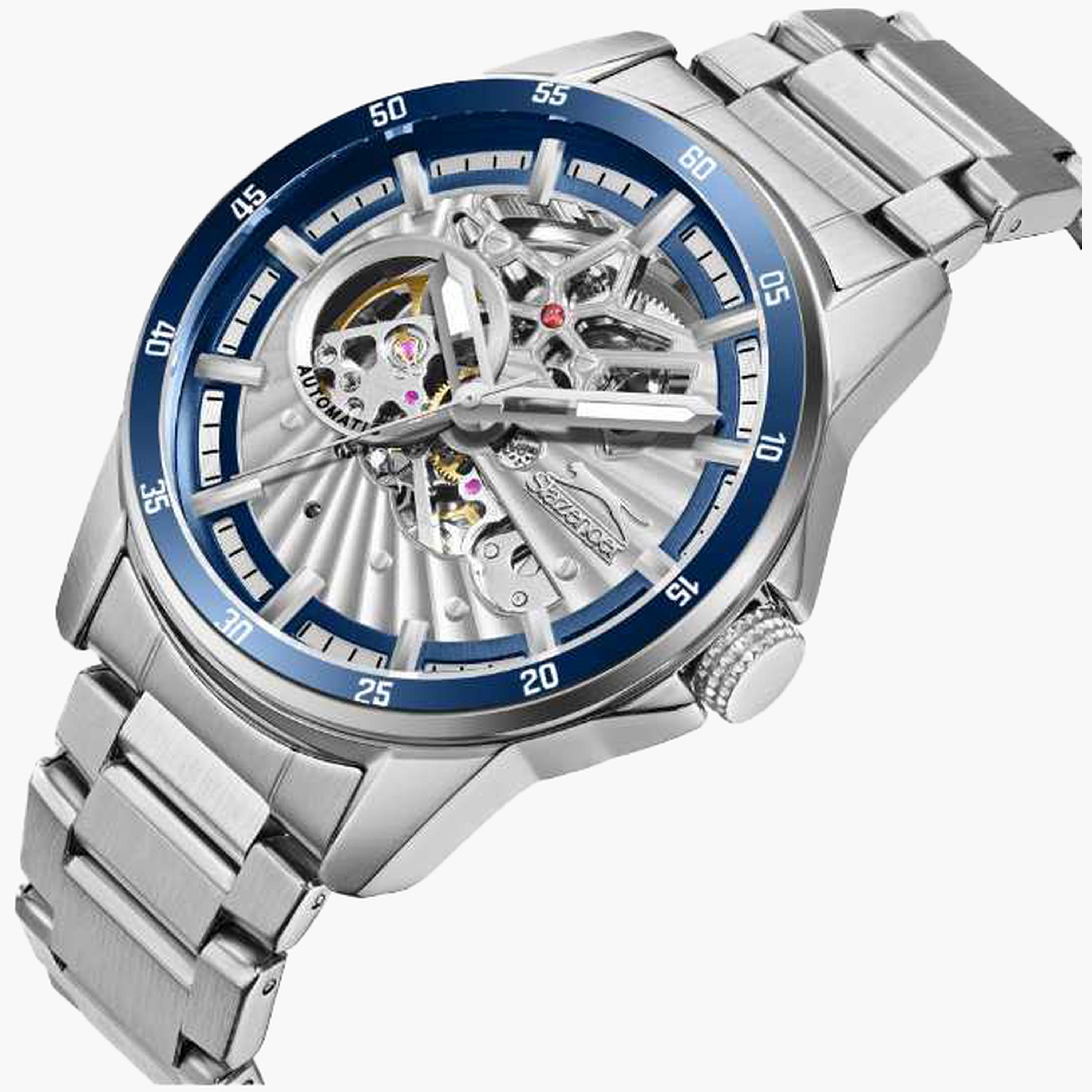 Slazenger Men's 44MM Silver Automatic Metal Strap Watch | SL.9.2413.1.04-men-watchesandjewellery-watches-image-4