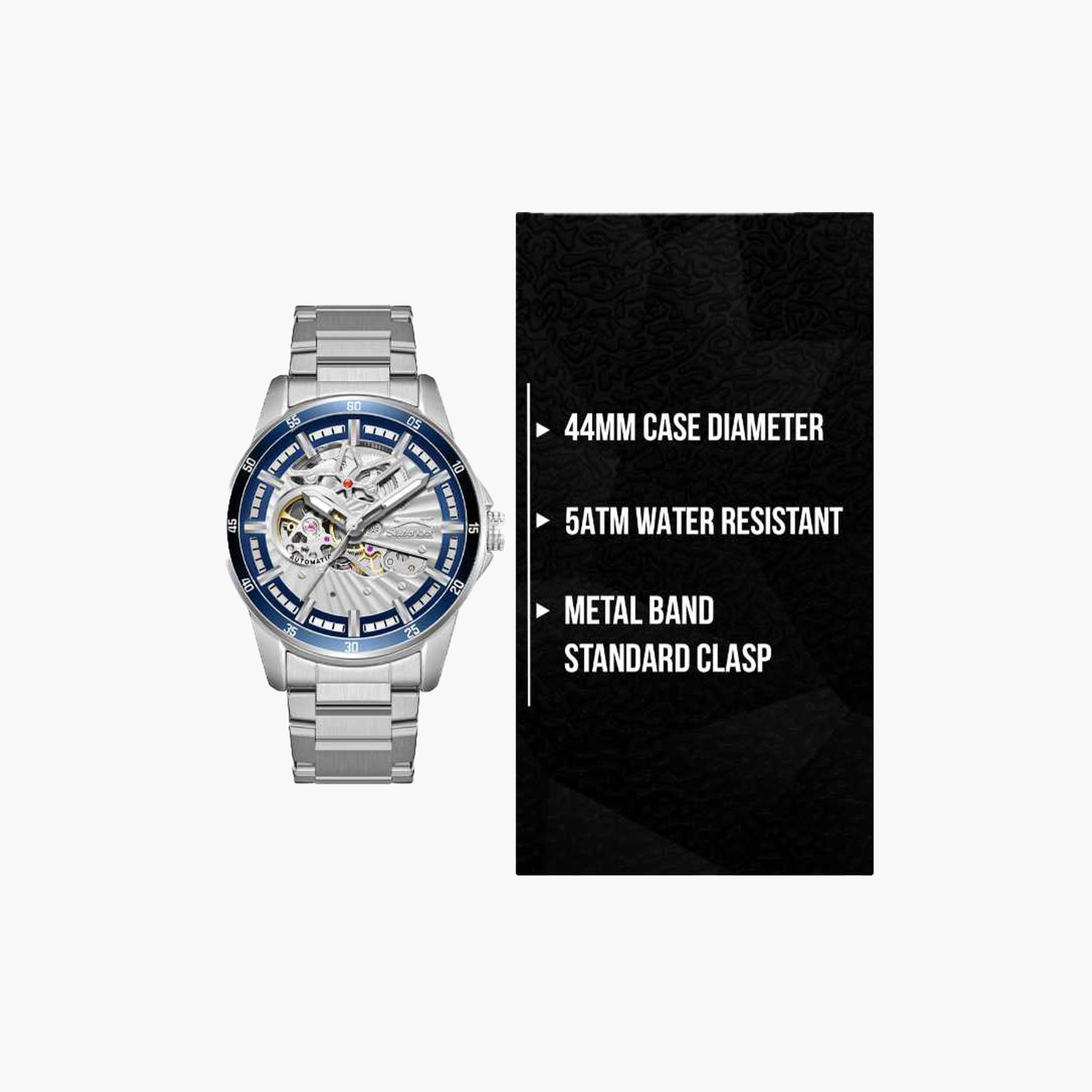 Slazenger Men's 44MM Silver Automatic Metal Strap Watch | SL.9.2413.1.04-men-watchesandjewellery-watches-image-9