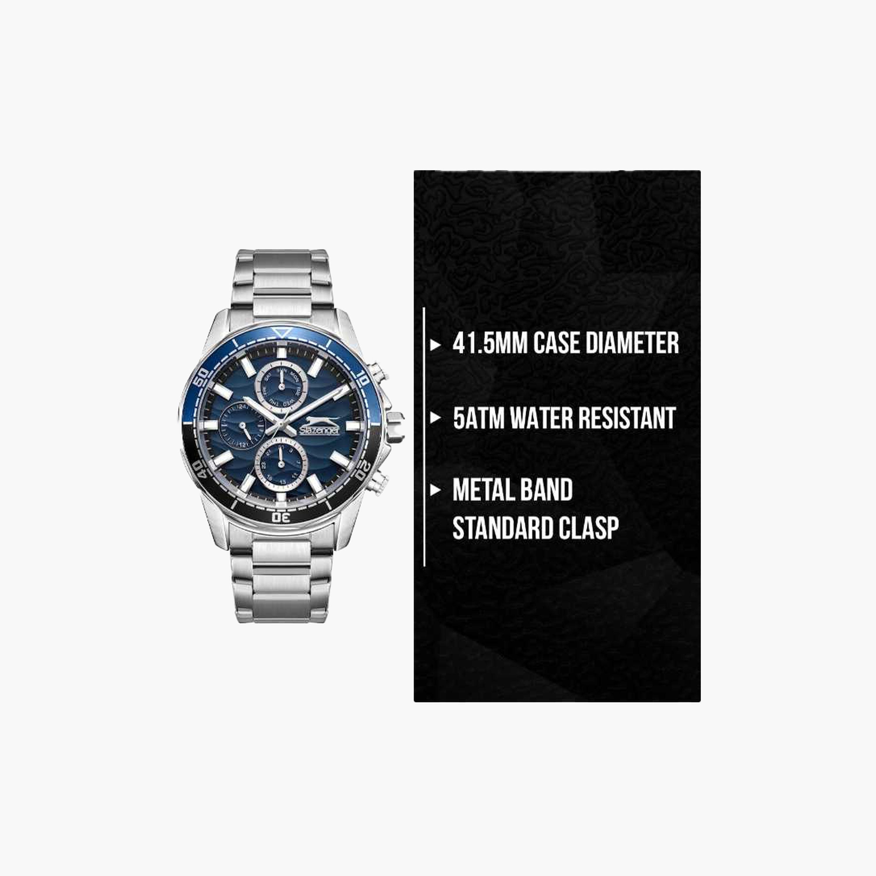 Slazenger Men's 41.5MM Silver Chronograph Metal Strap Watch | SL.9.2396.2.01-men-watchesandjewellery-watches-image-9