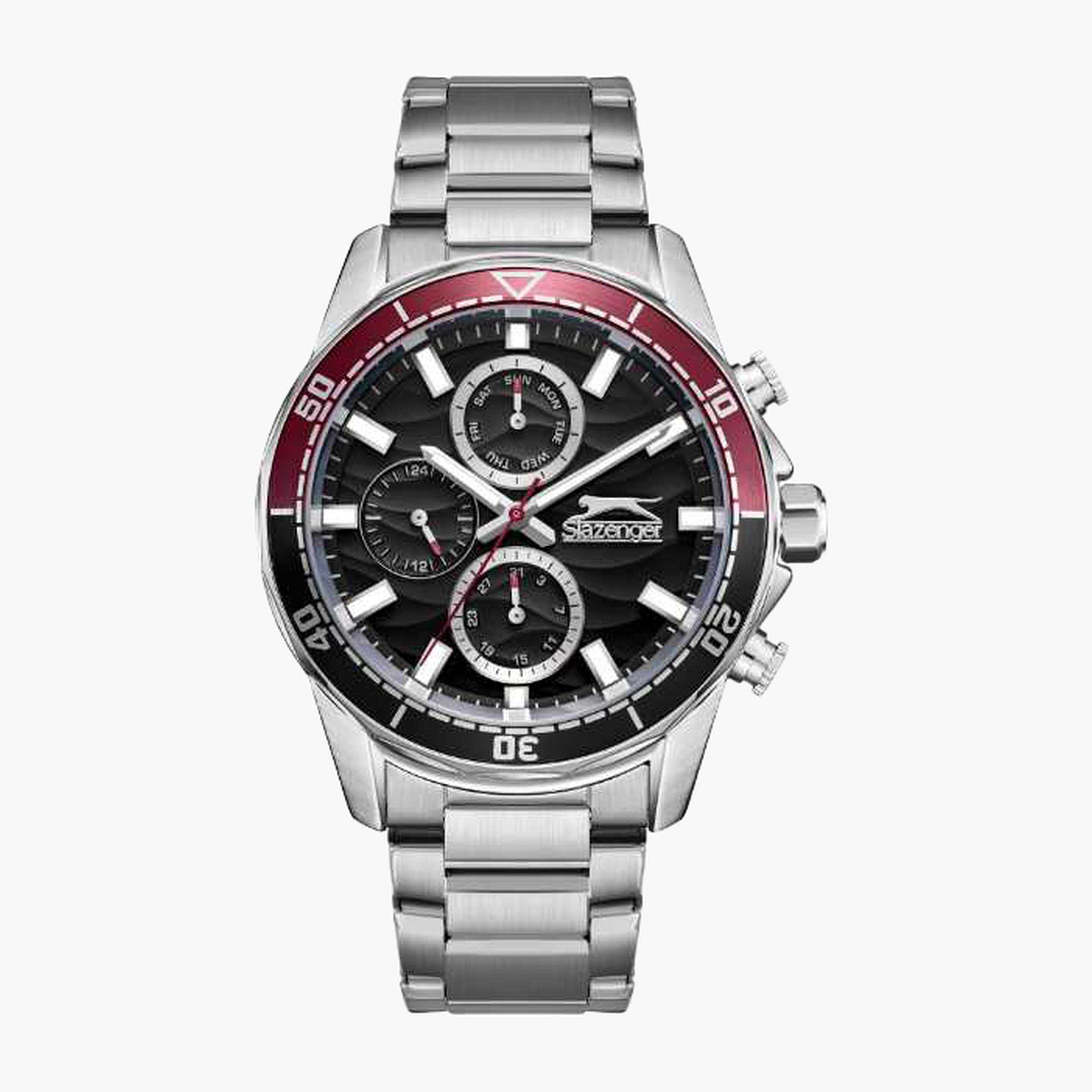 سلازنغر- ساعة رجالية كرونوغراف سوار معدني لون بندقي-men-watchesandjewellery-watches-image-1