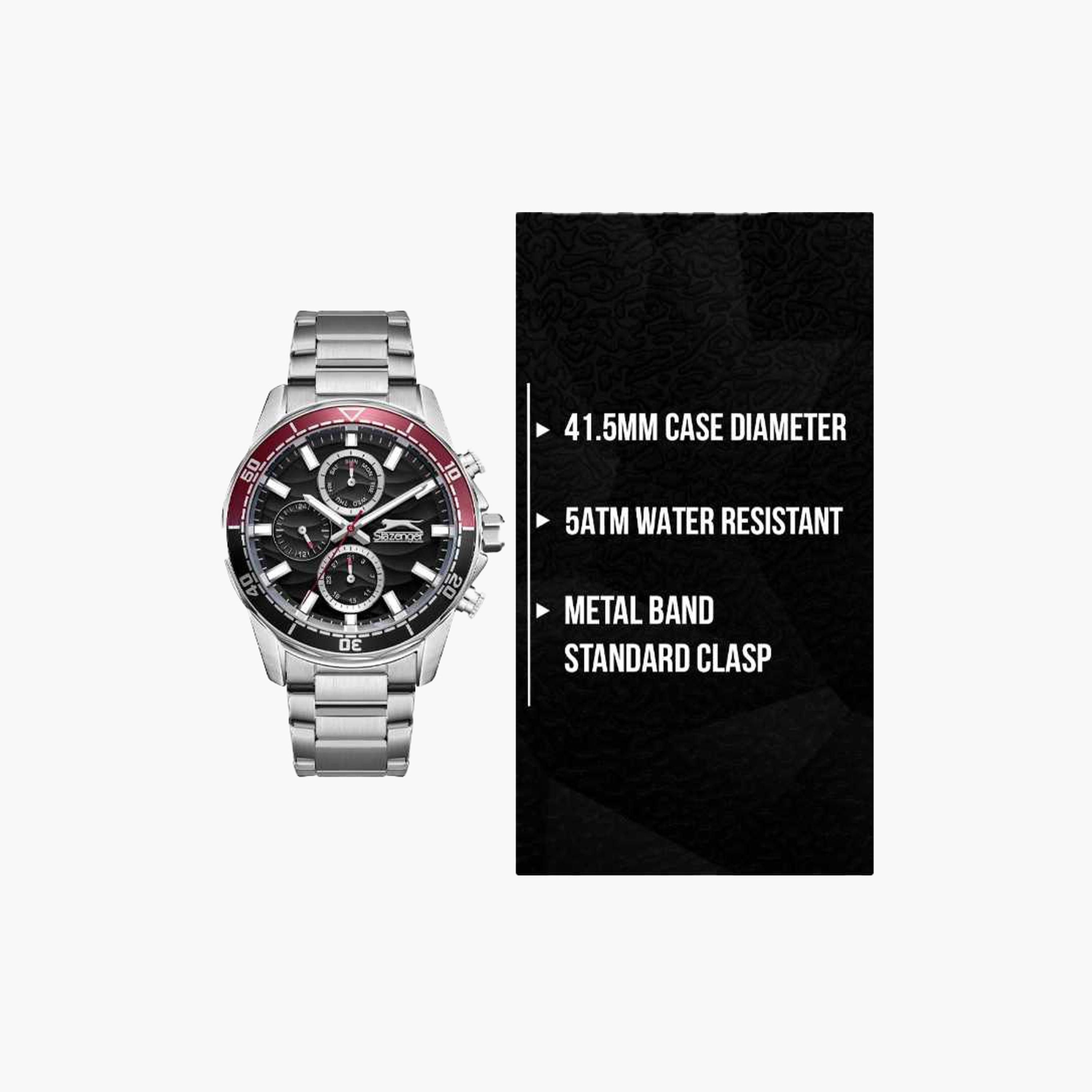 سلازنغر- ساعة رجالية كرونوغراف سوار معدني لون بندقي-men-watchesandjewellery-watches-image-9