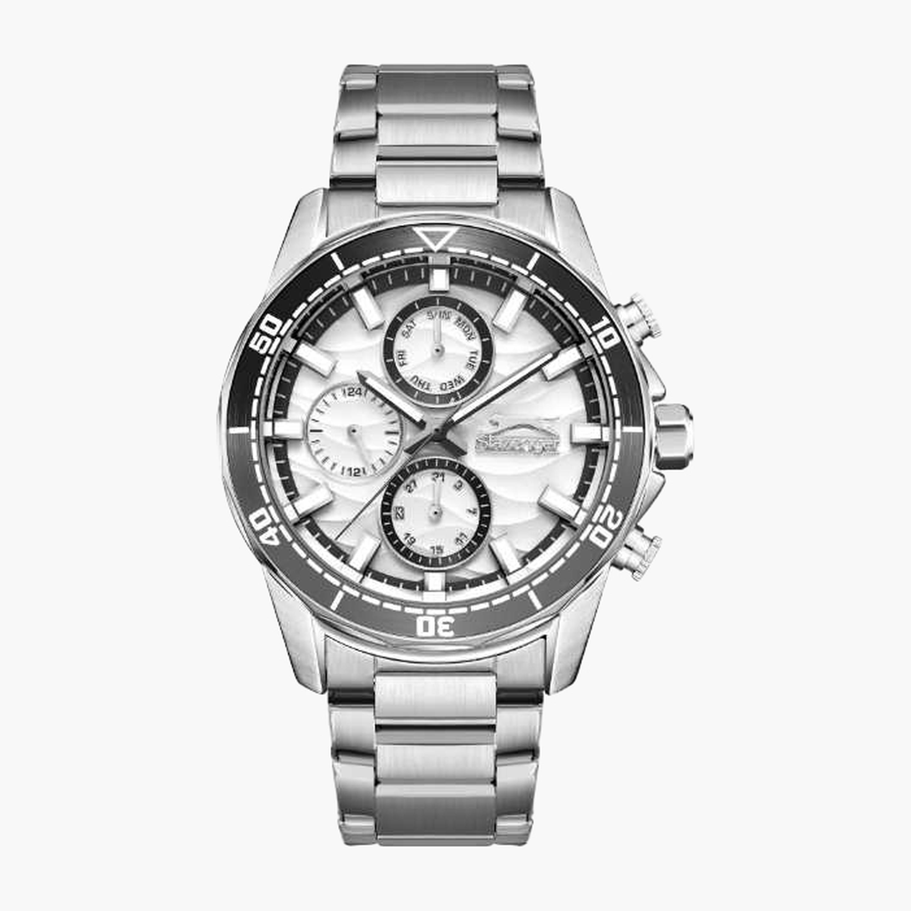 سلازنغر- ساعة رجالية كرونوغراف سوار معدني لون فضي-men-watchesandjewellery-watches-image-1