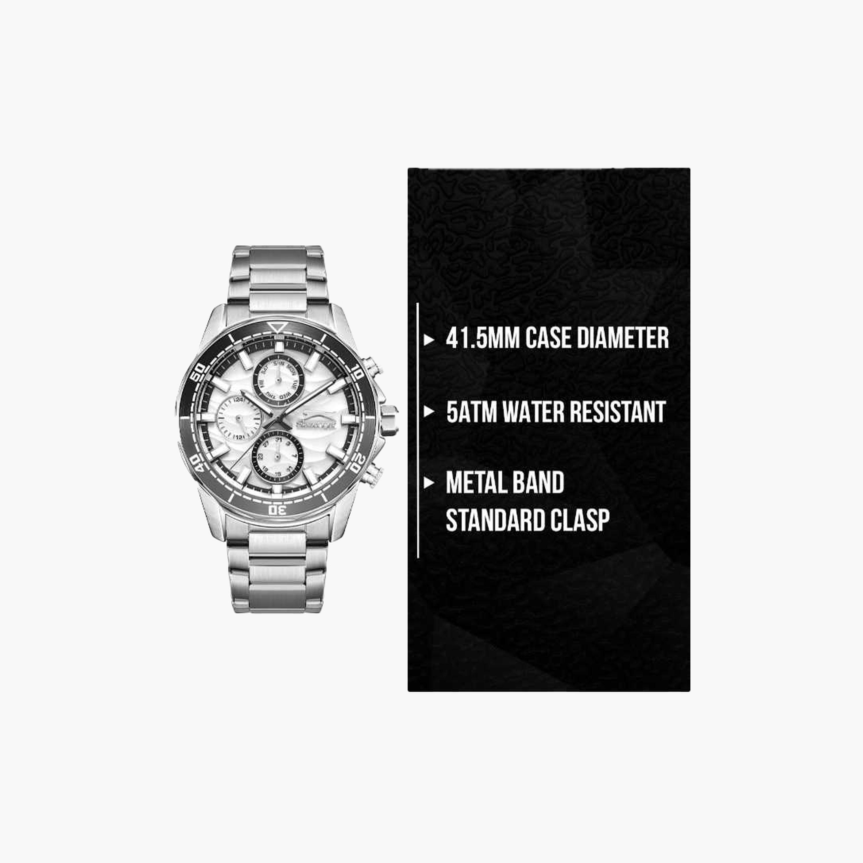 سلازنغر- ساعة رجالية كرونوغراف سوار معدني لون فضي-men-watchesandjewellery-watches-image-9