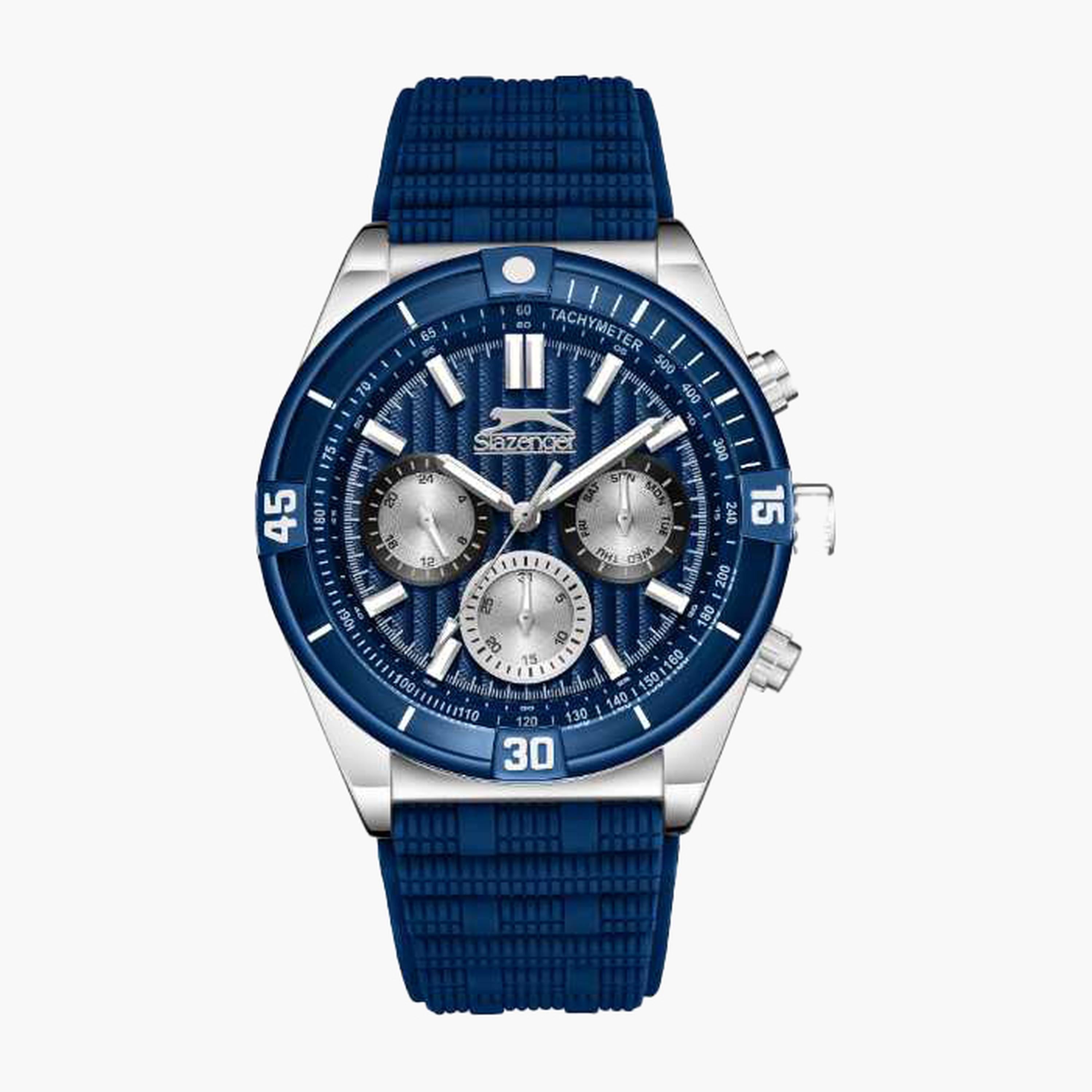 سلازنغر- ساعة رجالية 44 مم كرونوغراف سوار سيليكون لون أزرق-men-watchesandjewellery-watches-image-1