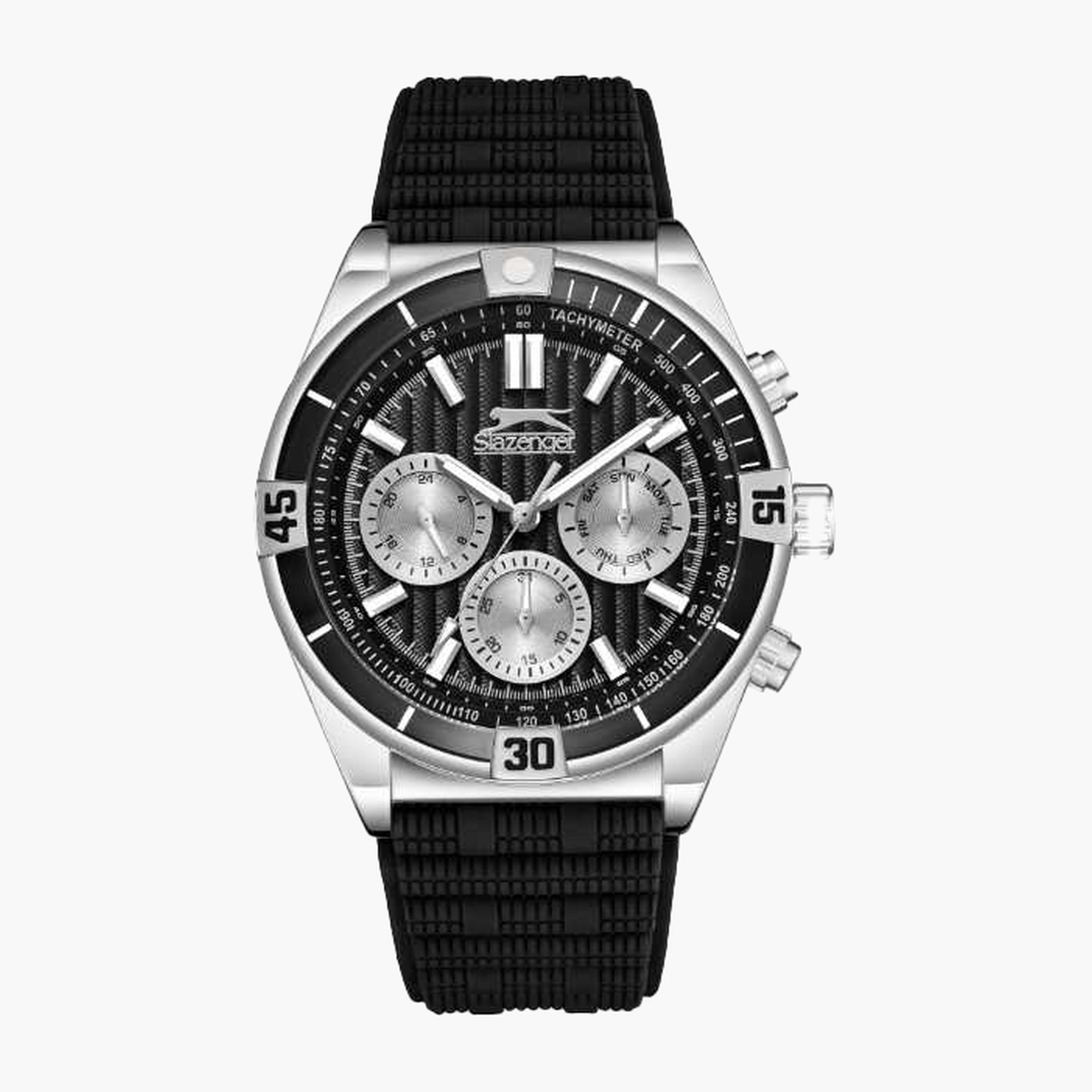 Slazenger Men's 44MM Black Chronograph Silicone Strap Watch | SL.9.2389.2.08-men-watchesandjewellery-watches-image-1