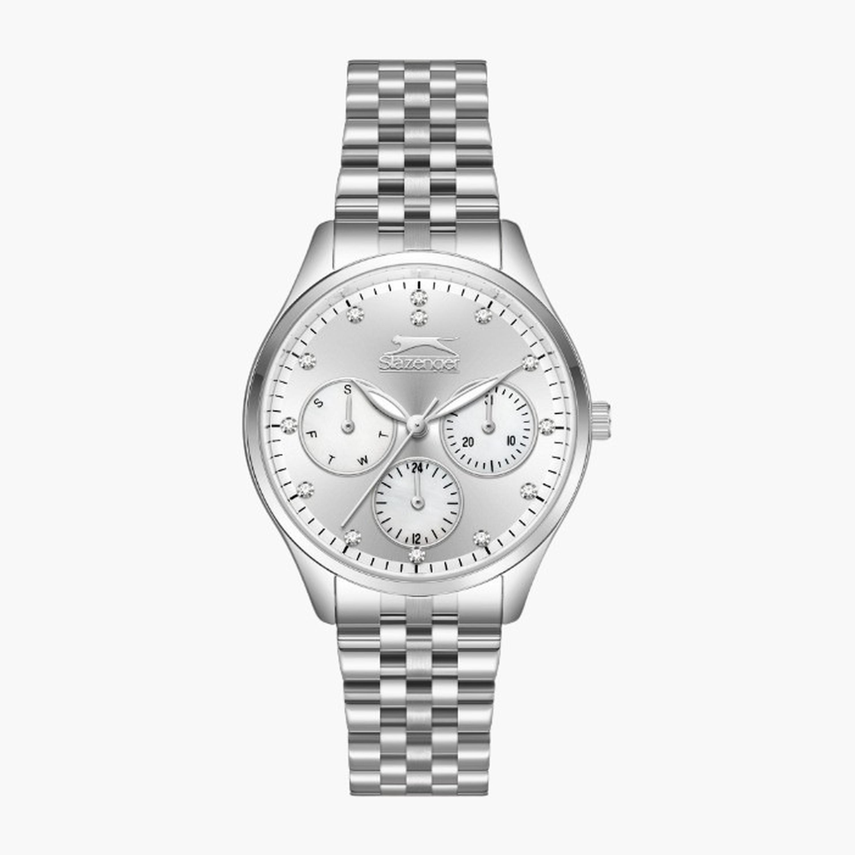 سلازنغر- ساعة نسائية 34 مم كرونوغراف سوار معدني لون فضي-women-watchesandjewellery-watches-image-1