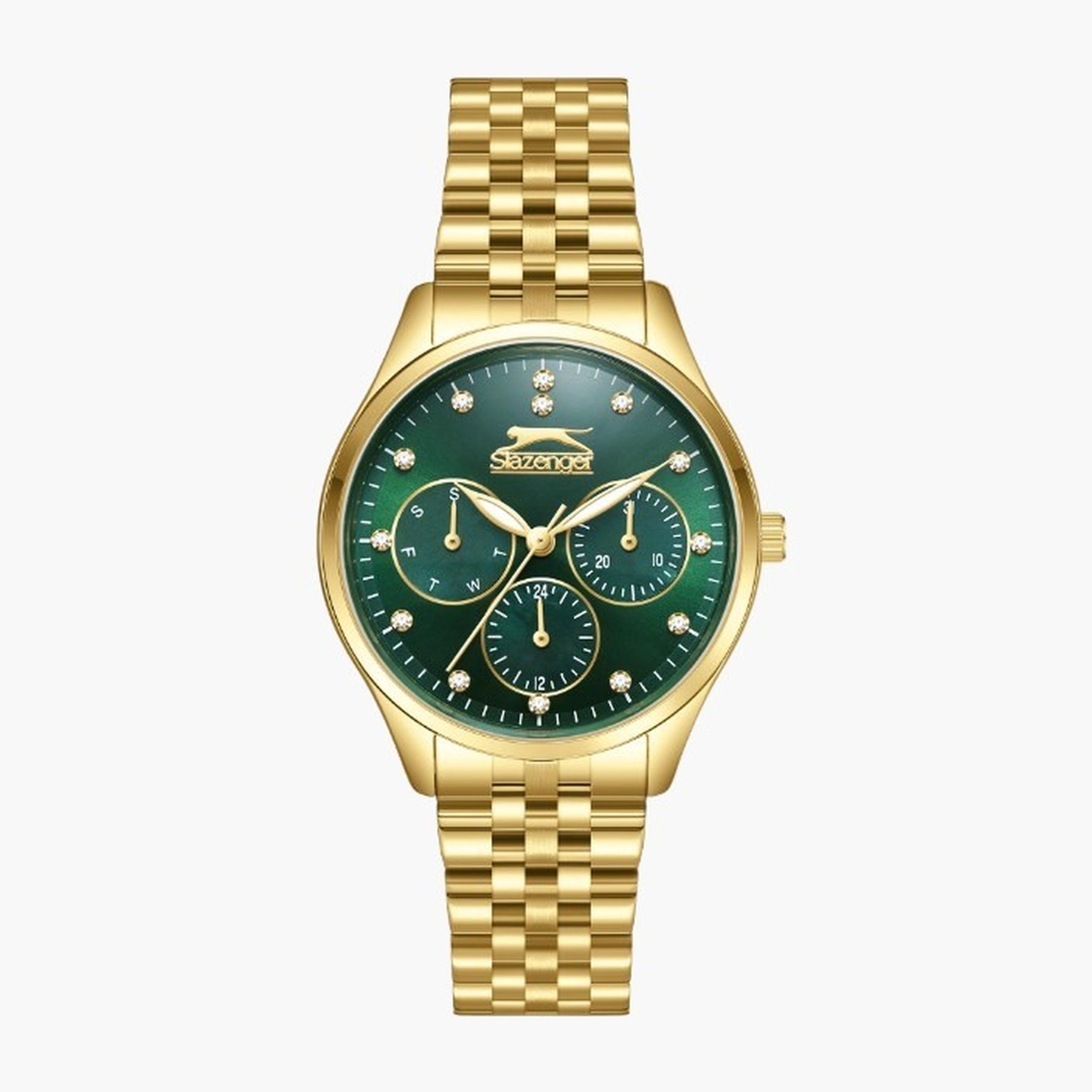 سلازنغر- ساعة نسائية 34 مم كرونوغراف سوار معدني لون أخضر غامق-women-watchesandjewellery-watches-image-1