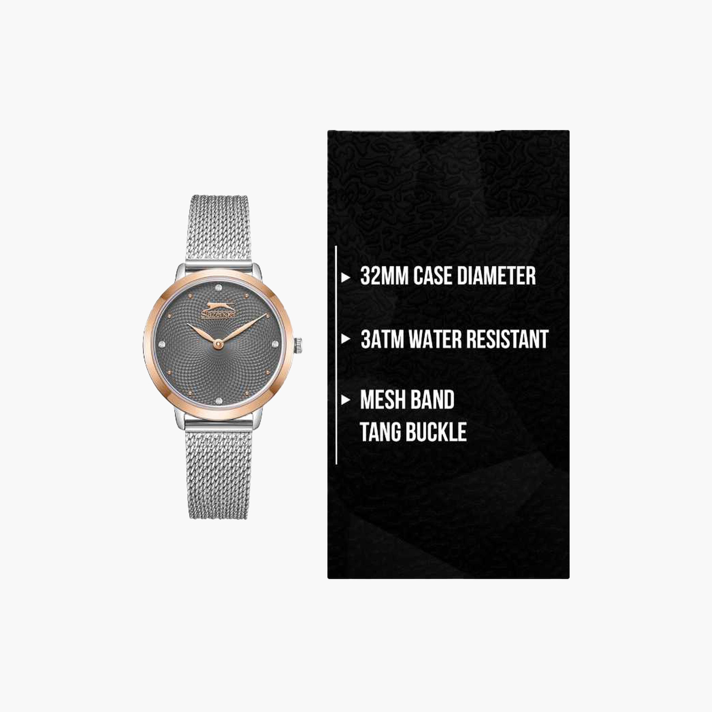 سلازنغر- ساعة نسائية 32 مم تناظرية سوار شبكي لون بندقي-women-watchesandjewellery-watches-image-9