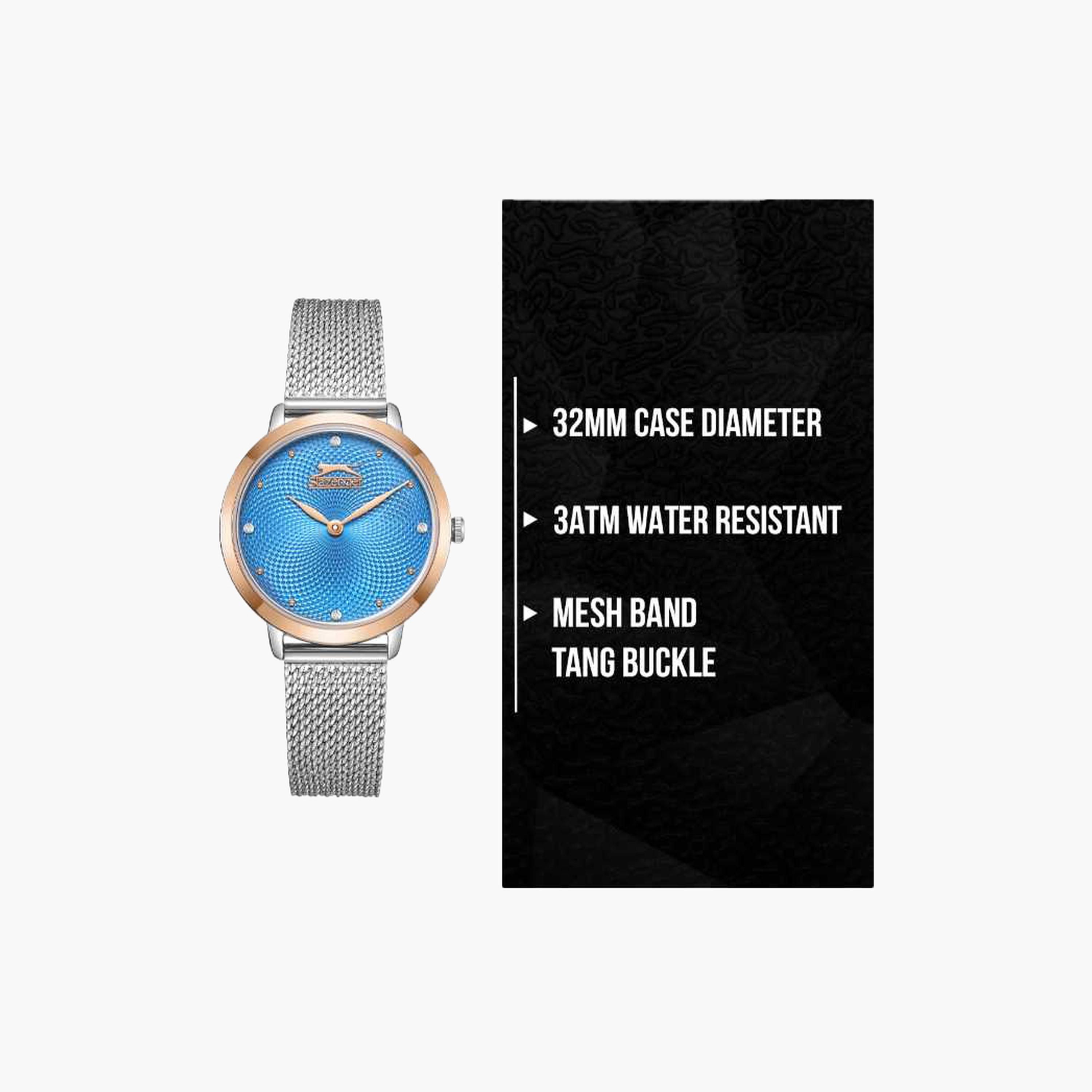 سلازنغر- ساعة نسائية 32 مم تناظرية سوار شبكي لون أزرق-women-watchesandjewellery-watches-image-9