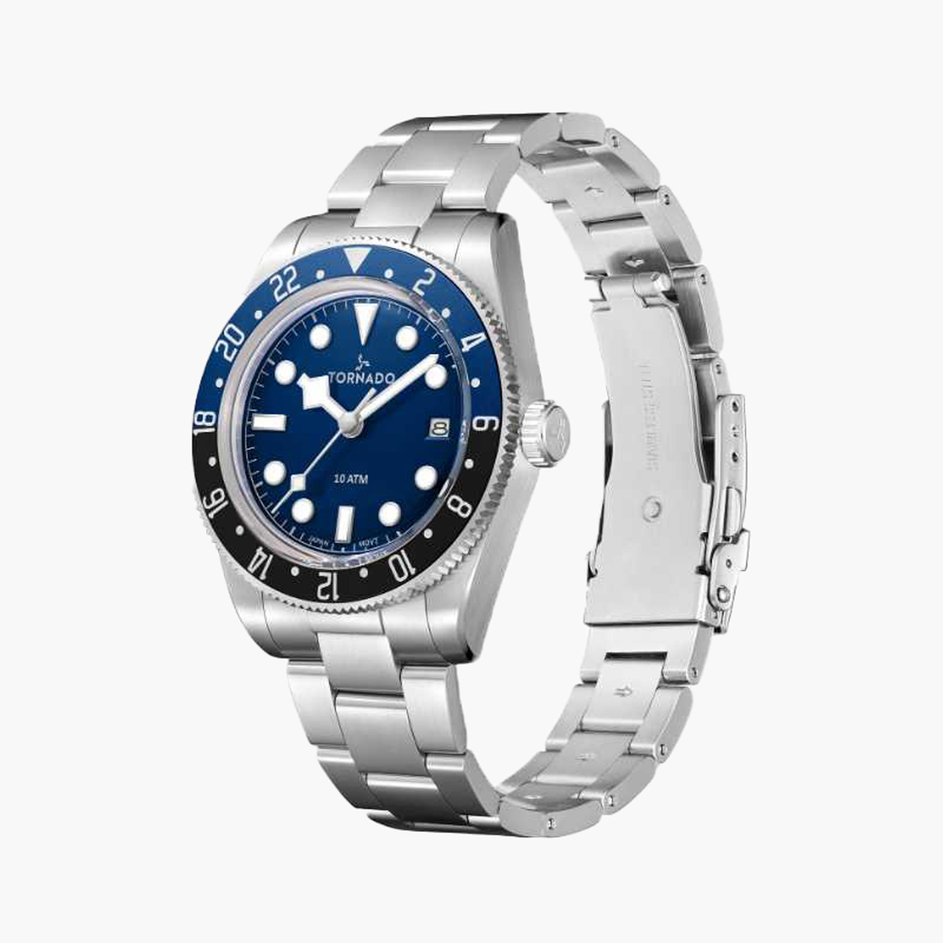 تورنادو- ساعة رجالية 40 مم تناظرية سوار ستانلس ستيل لون أزرق-men-watchesandjewellery-watches-image-2