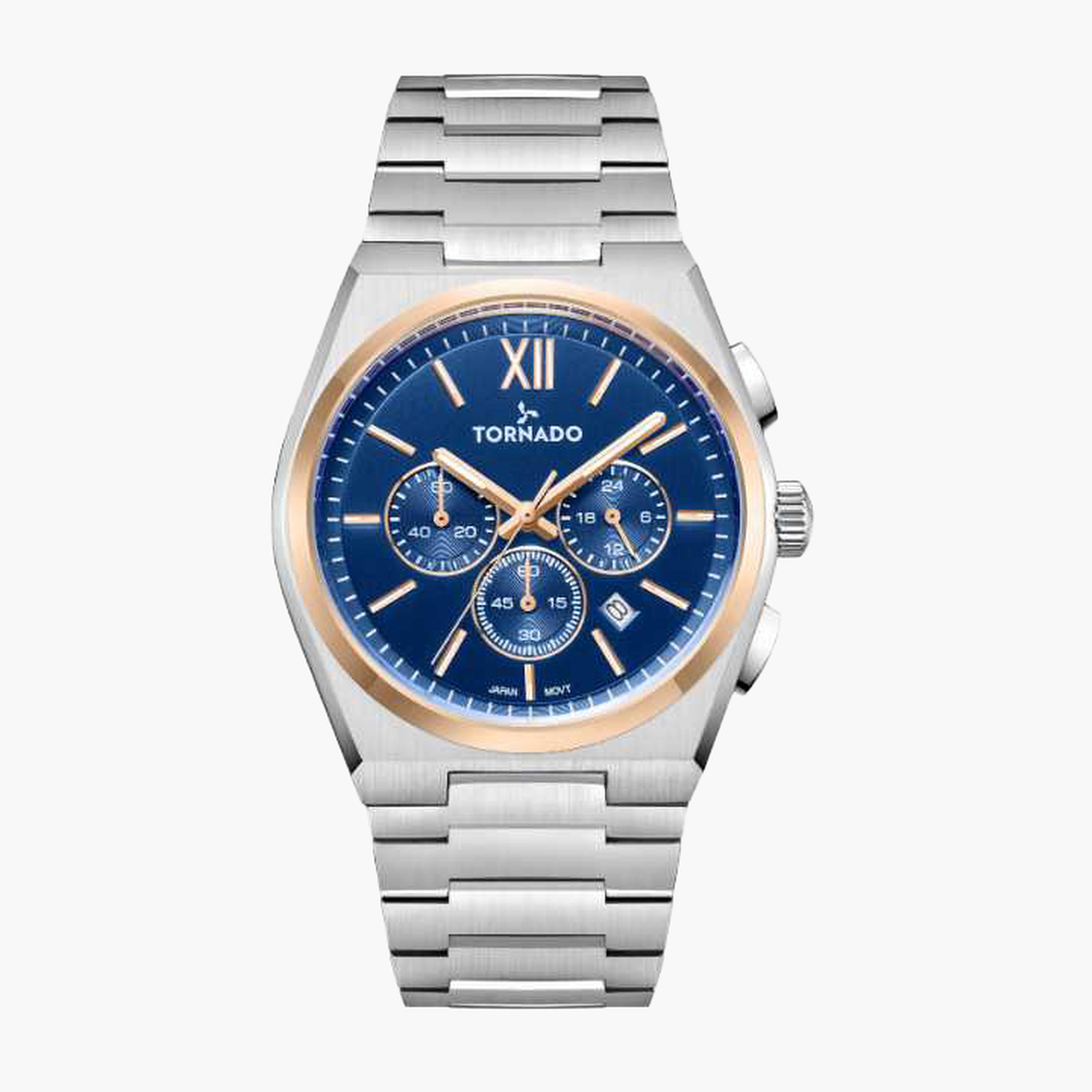 Tornado Men's 44.5MM Silver Chronograph Stainless Steel Strap Watch | T24105-KBSN-men-watchesandjewellery-watches-image-1
