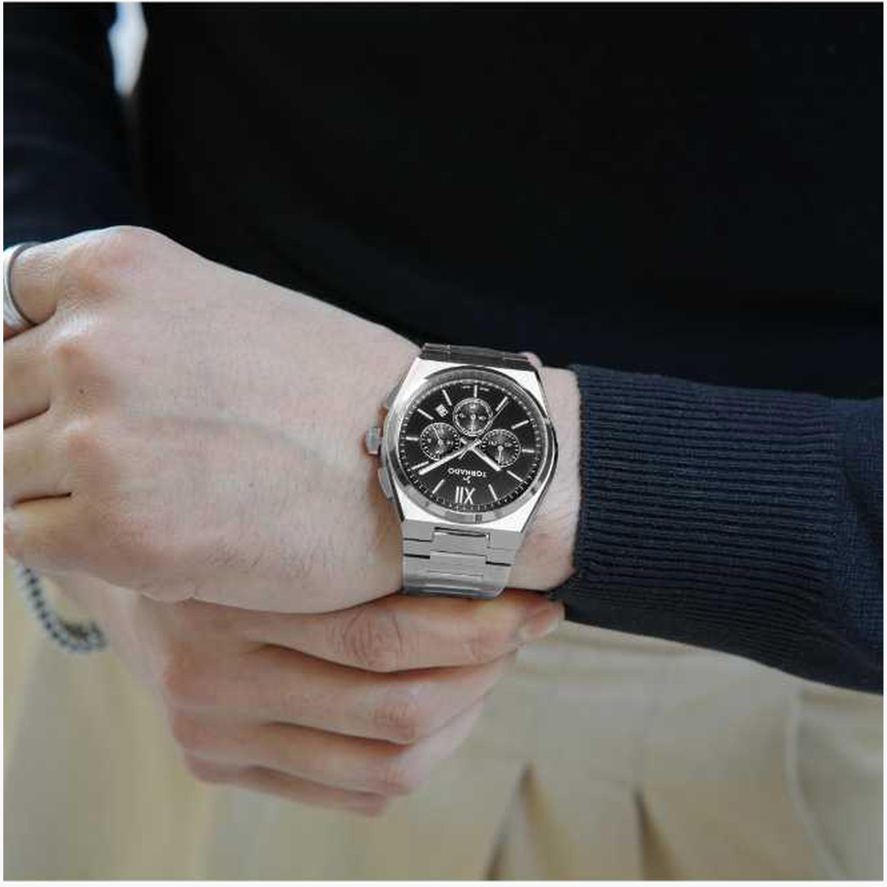 تورنادو- ساعة رجالية كرونوغراف سوار ستانلس ستيل لون أسود-men-watchesandjewellery-watches-image-5