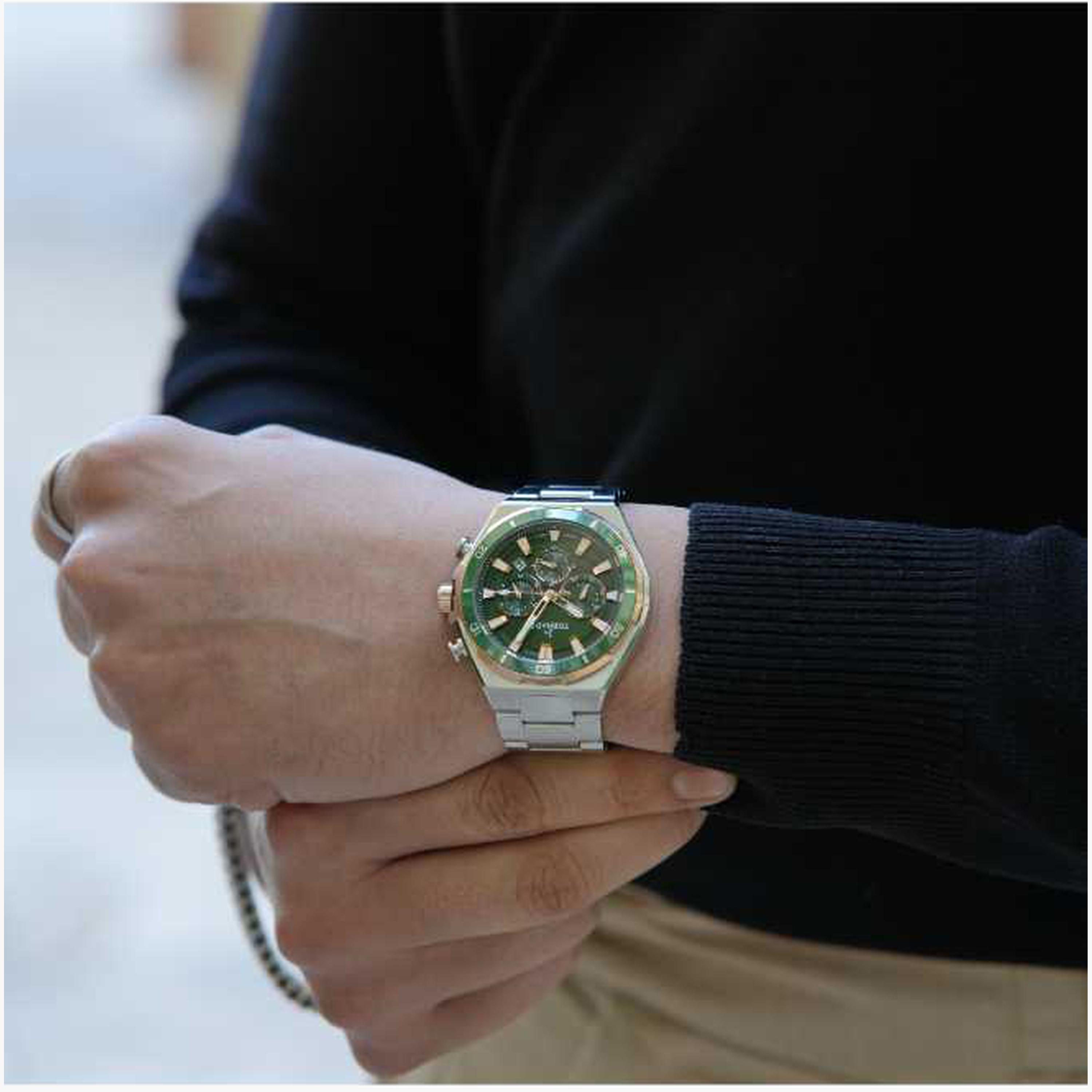 تورنادو- ساعة رجالية 45 مم كرونوغراف سوار ستانلس ستيل لون أخضر-men-watchesandjewellery-watches-image-5
