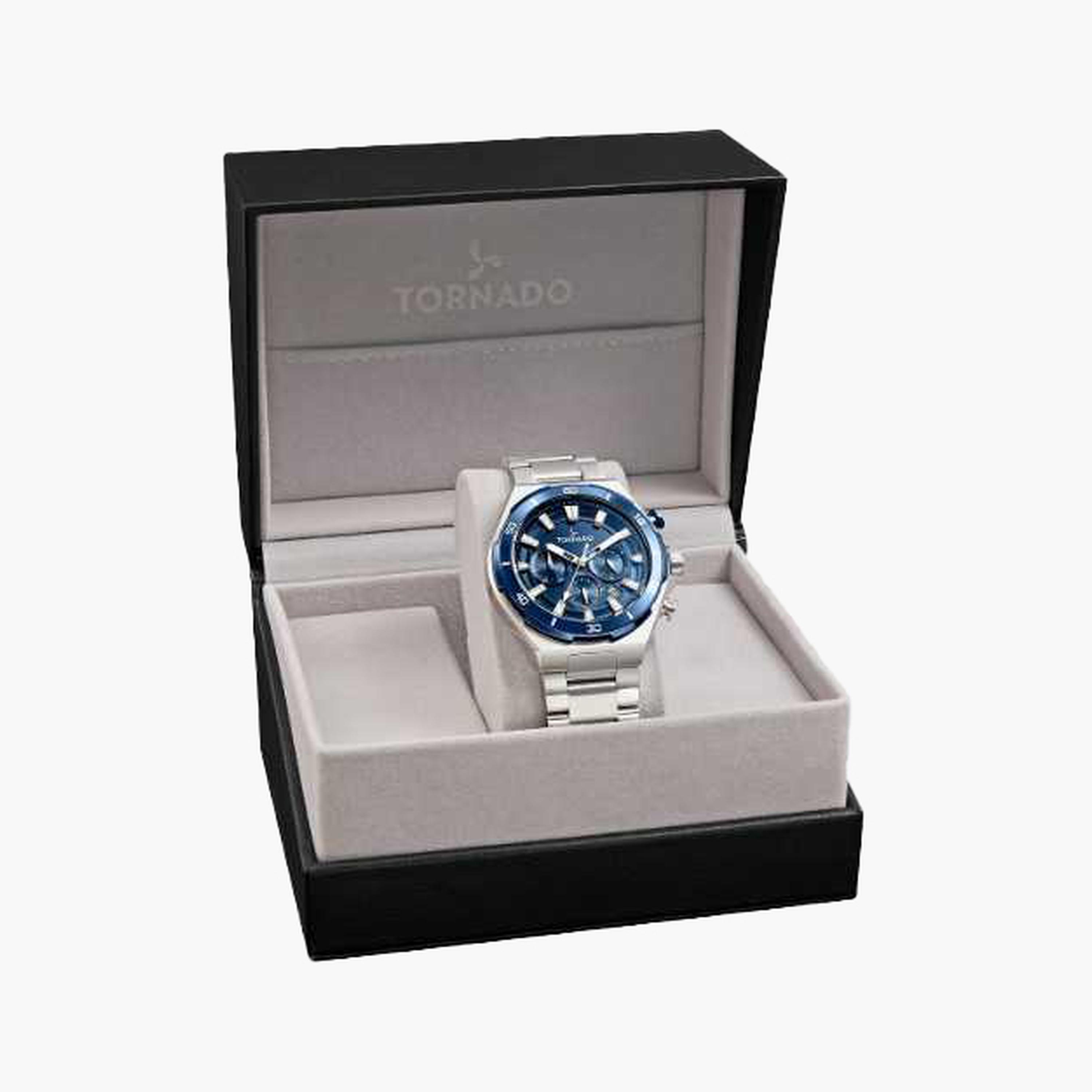 تورنادو- ساعة رجالية 45 مم كرونوغراف سوار ستانلس ستيل لون أزرق-men-watchesandjewellery-watches-image-4