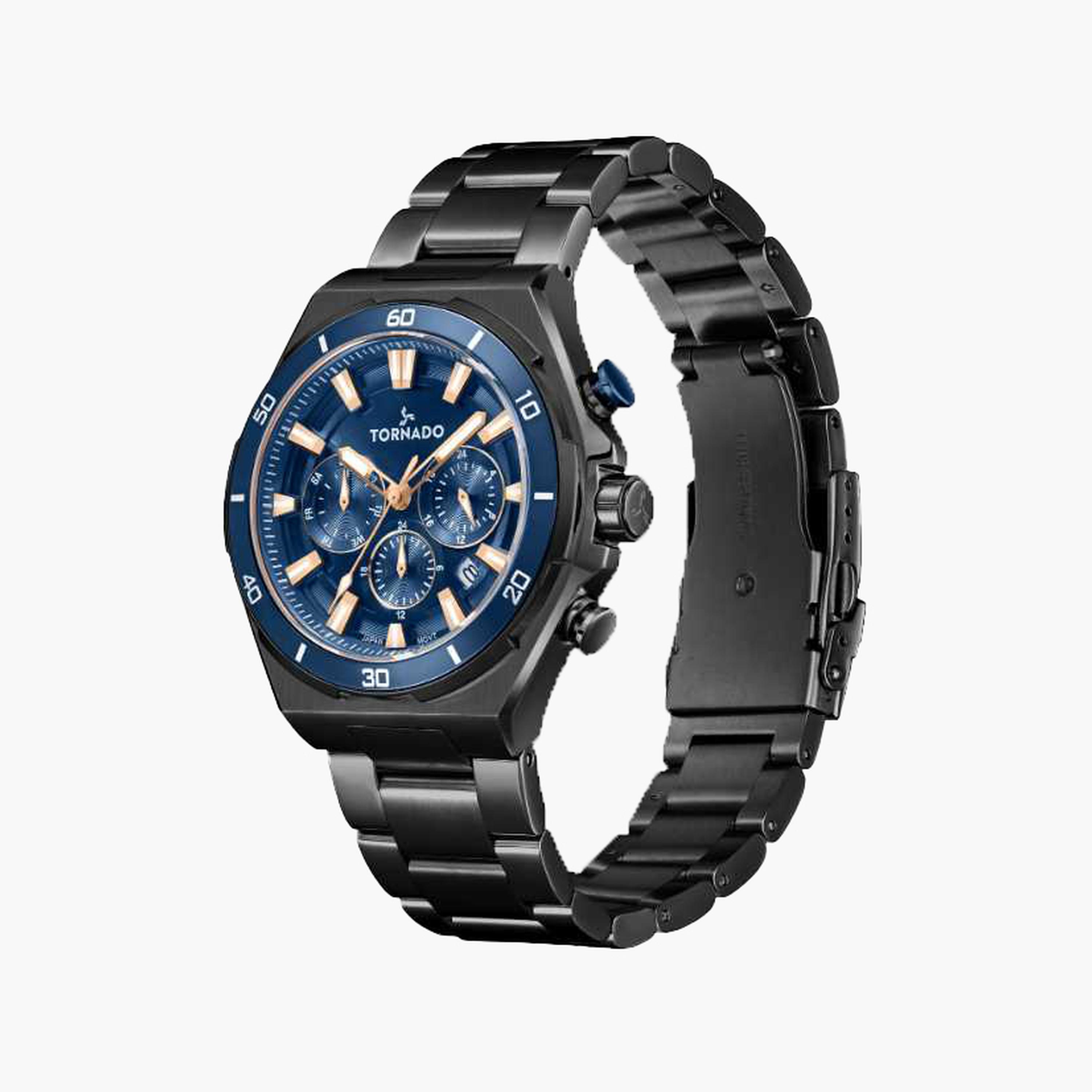 تورنادو- ساعة رجالية 45 مم كرونوغراف سوار ستانلس ستيل لون أزرق-men-watchesandjewellery-watches-image-2